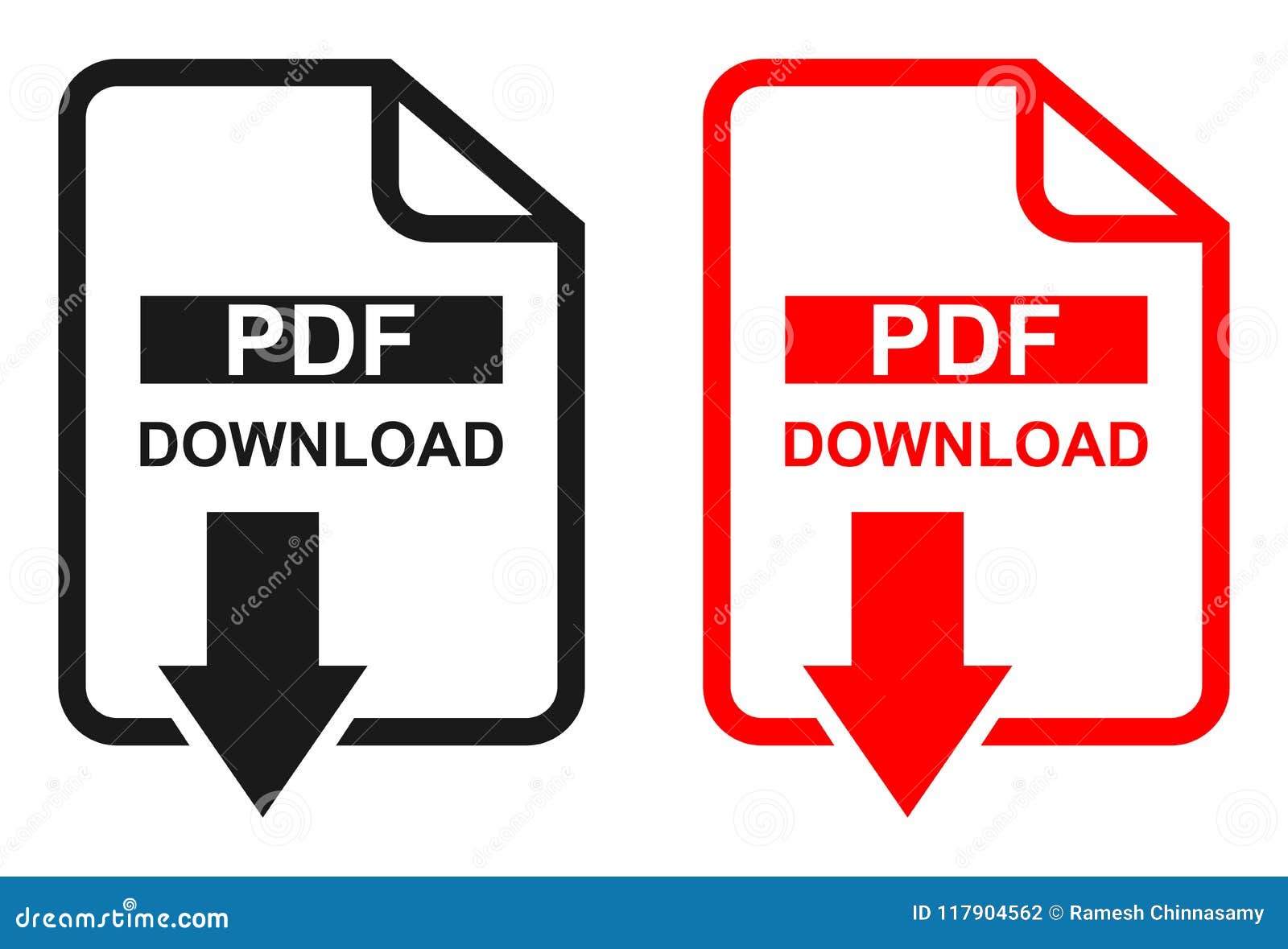 Red and Black Color Pdf File Download Icon Stock Vector - Illustration
