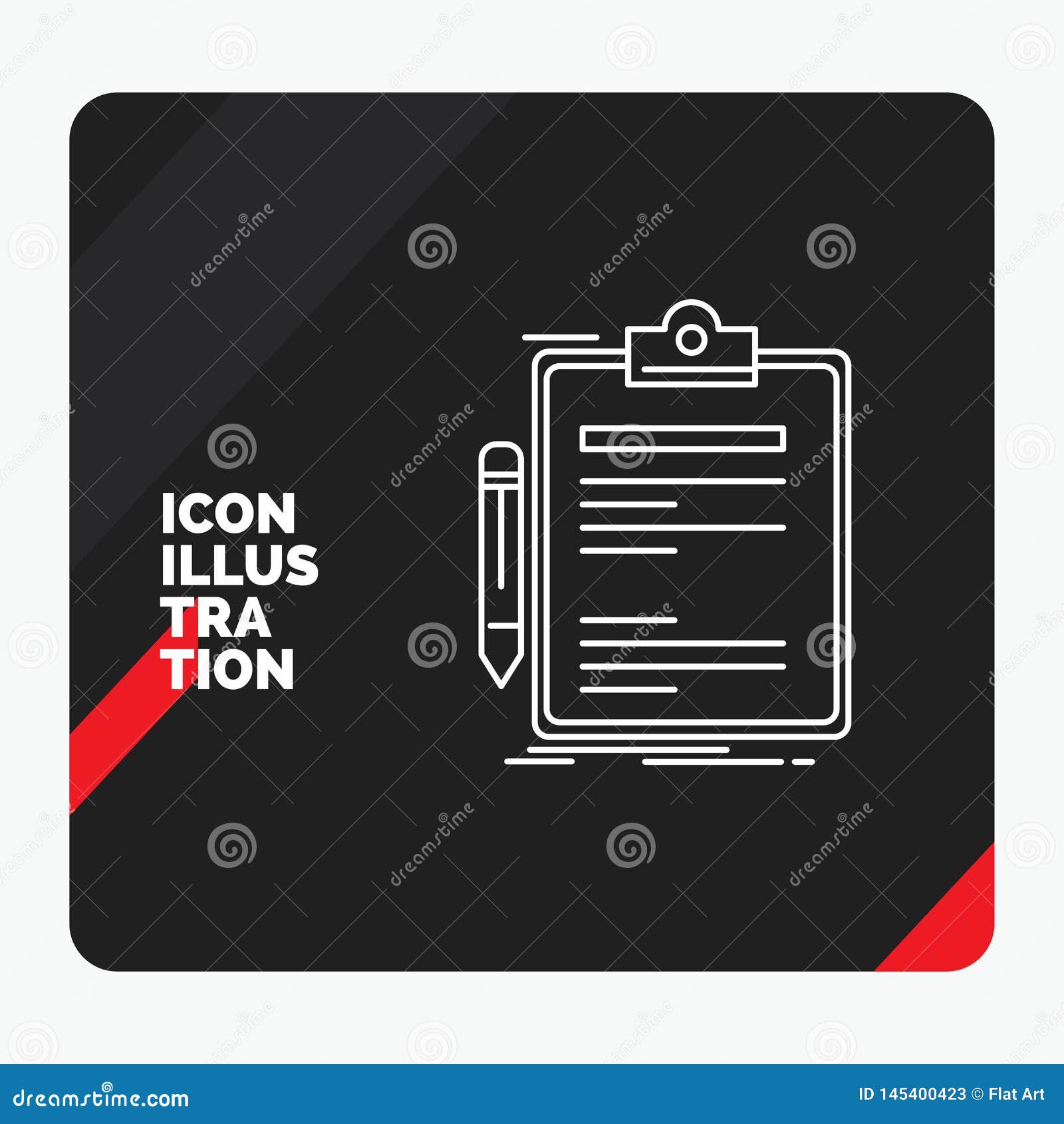 Red and Black Creative presentation Background for Contract, check, Business, done, clip board Line Icon. Vector EPS10 Abstract Template background