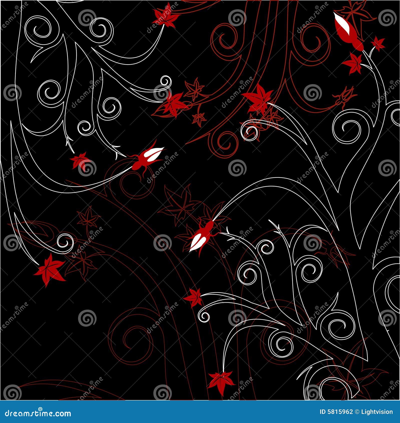 Red & Black Floral stock vector. Illustration of background 5815962