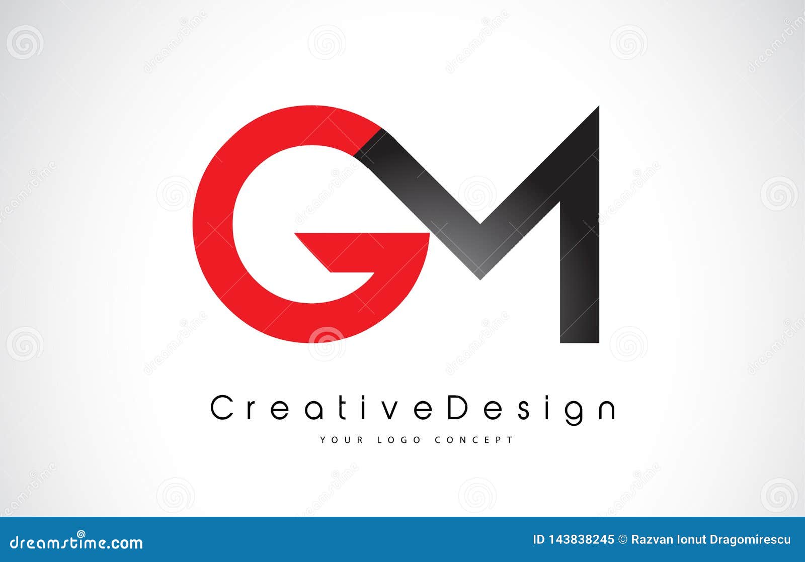 Creative blue letters gm g m logo with leading Vector Image