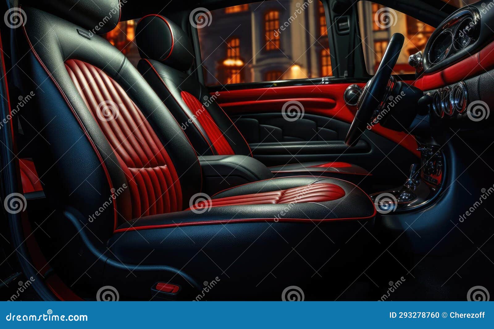 Red and Black Interior of a Car Stock Photo Image of design, journey