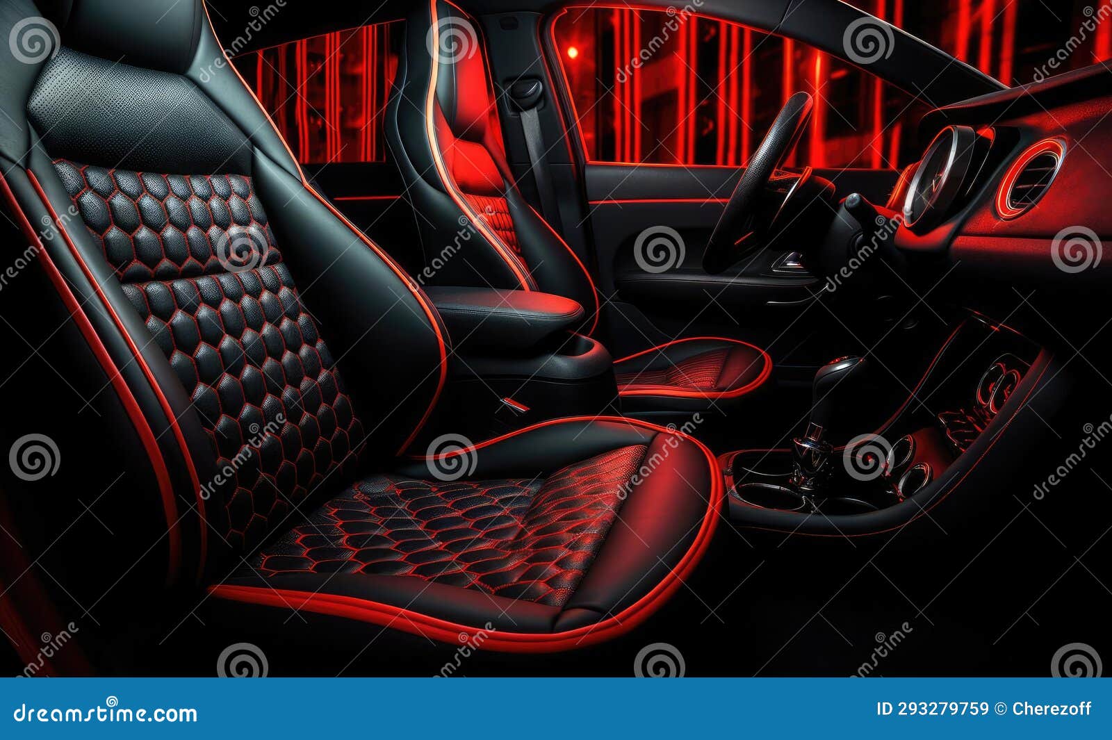 Red and Black Interior of a Car Stock Image Image of door, leather