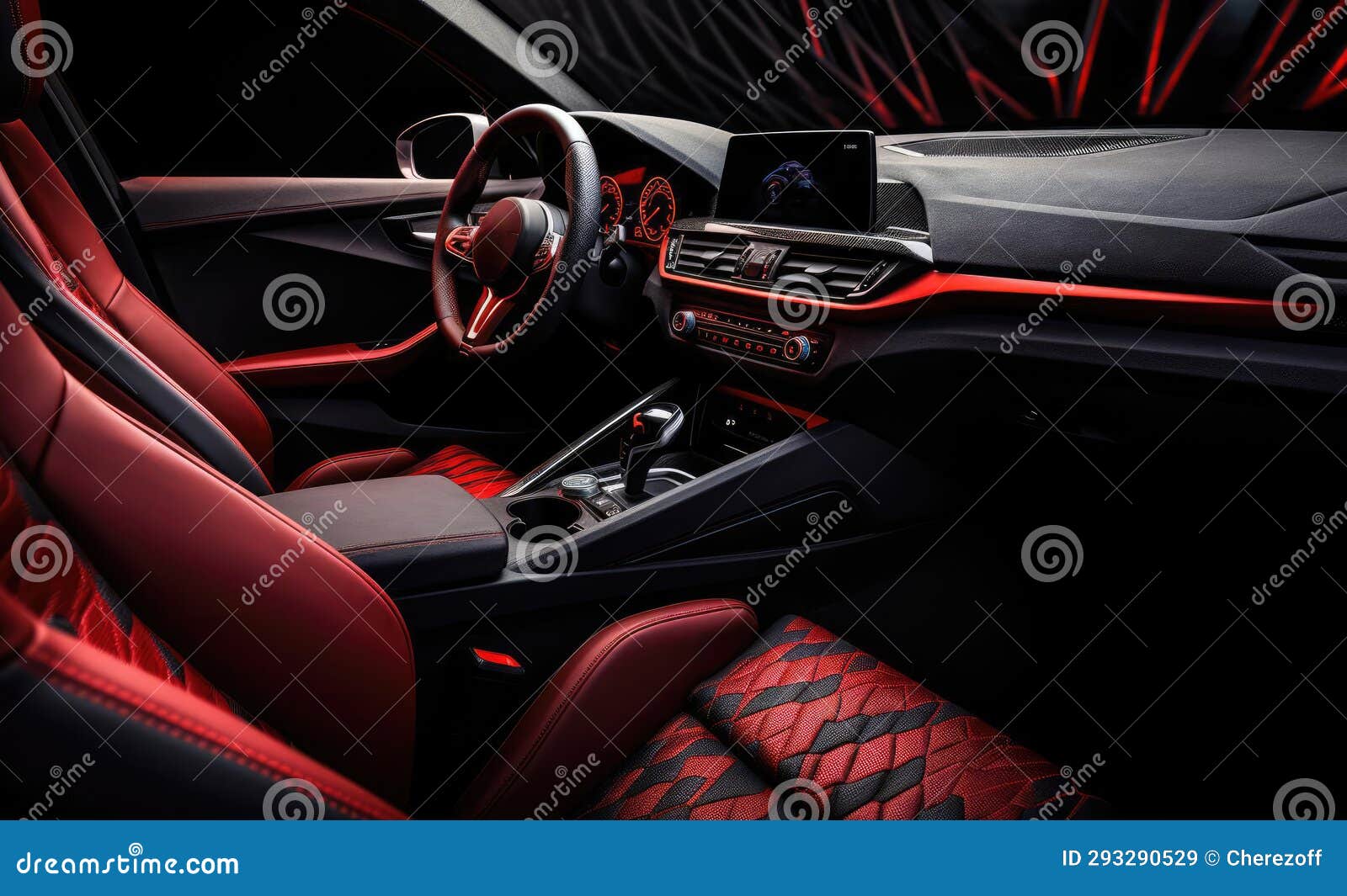 Red and Black Interior of a Car Stock Image Image of transport, black