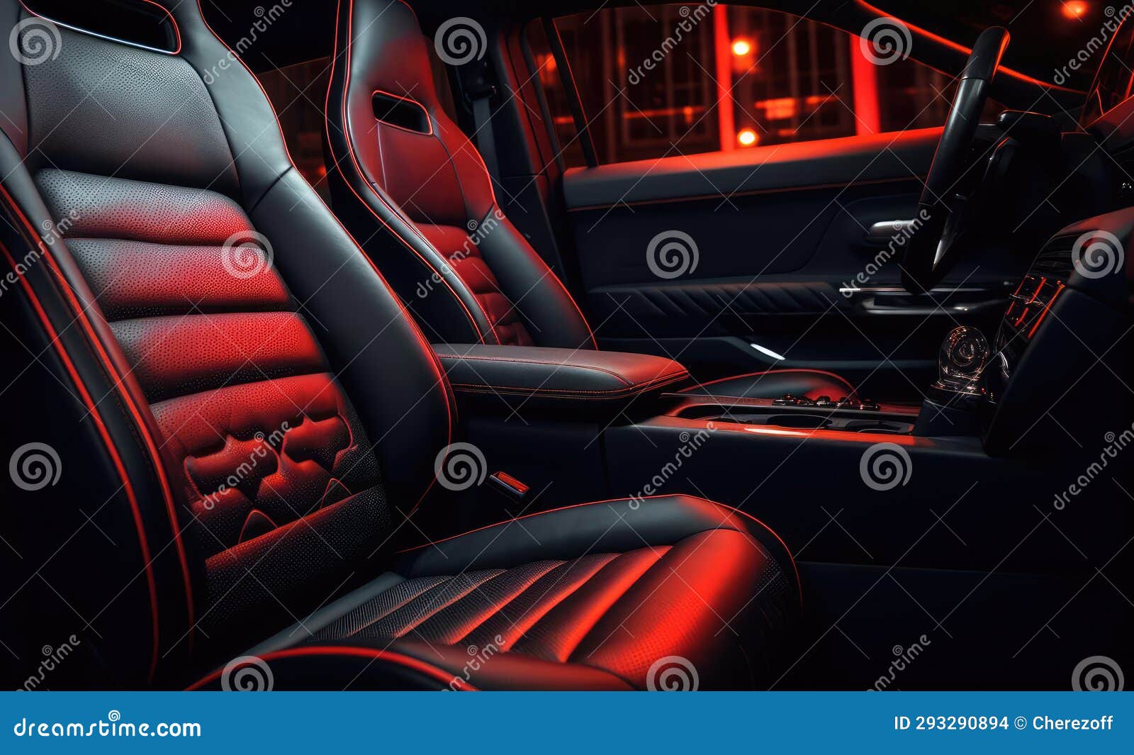 Red and Black Interior of a Car Stock Photo Image of flare, concept