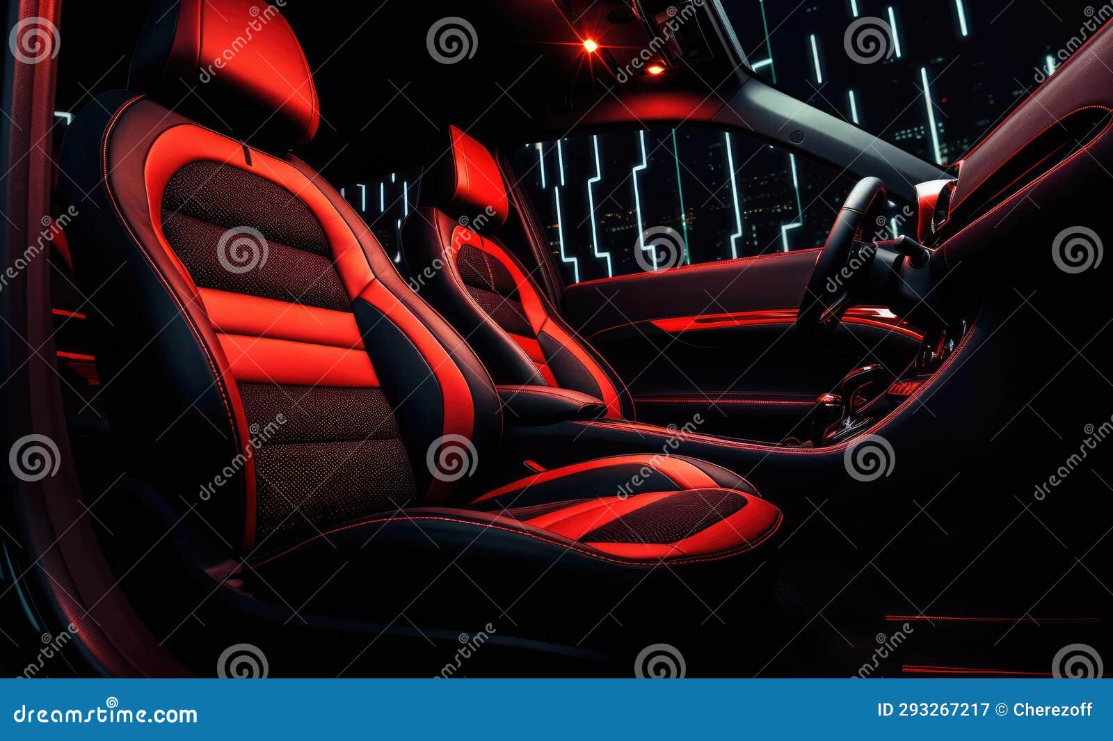 Red and Black Interior of a Car Stock Image Image of journey