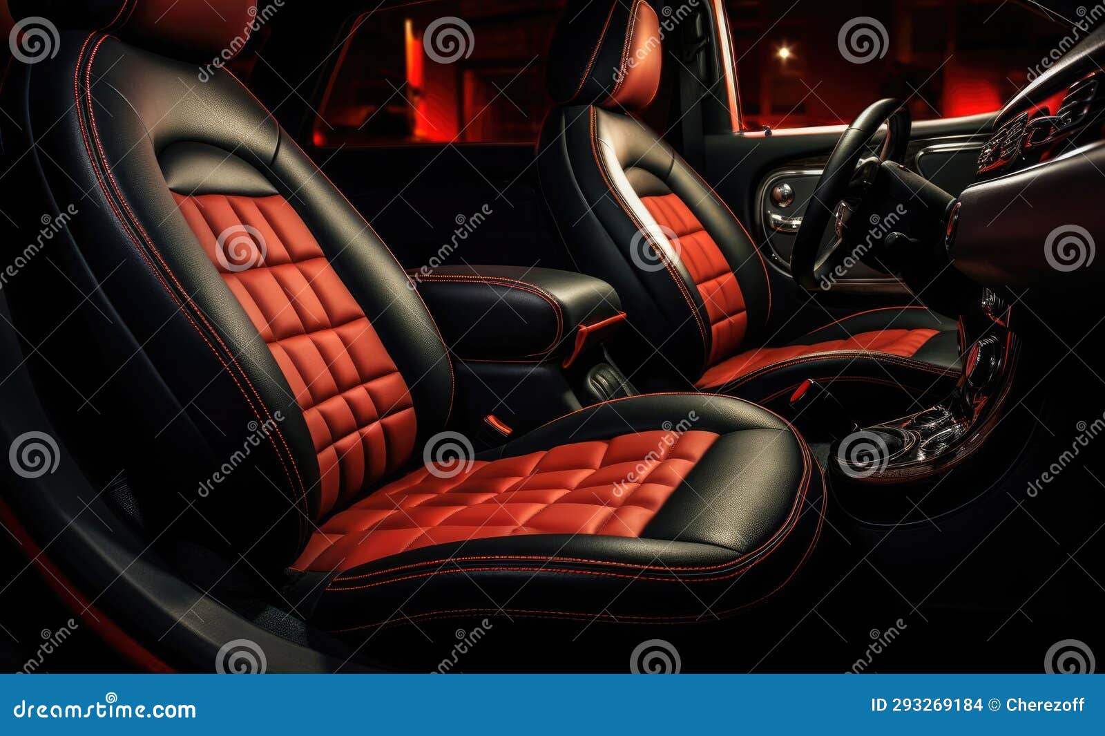 Red and Black Interior of a Car Stock Photo Image of headrest, design