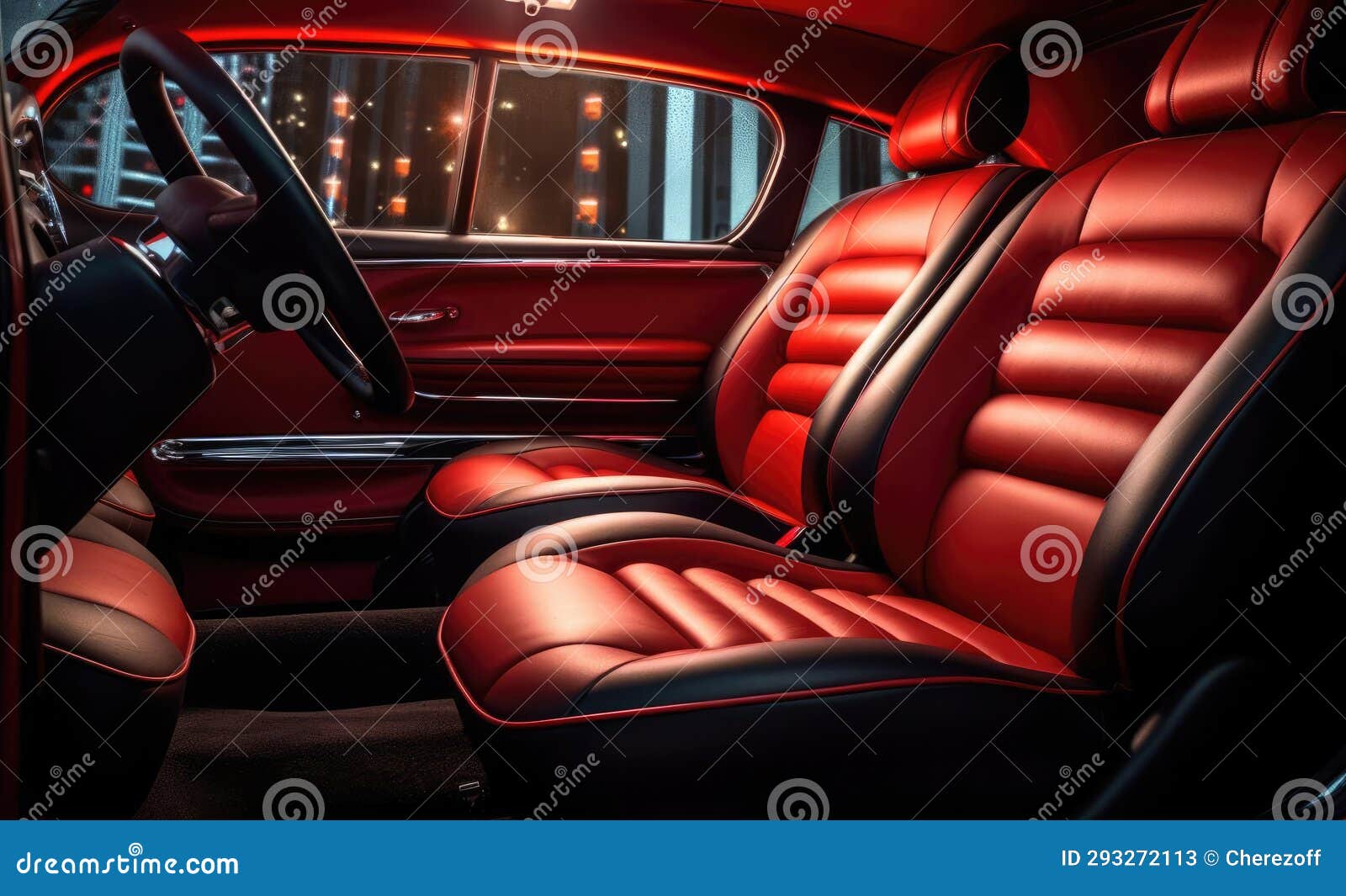 Red and Black Interior of a Car Stock Image Image of technology