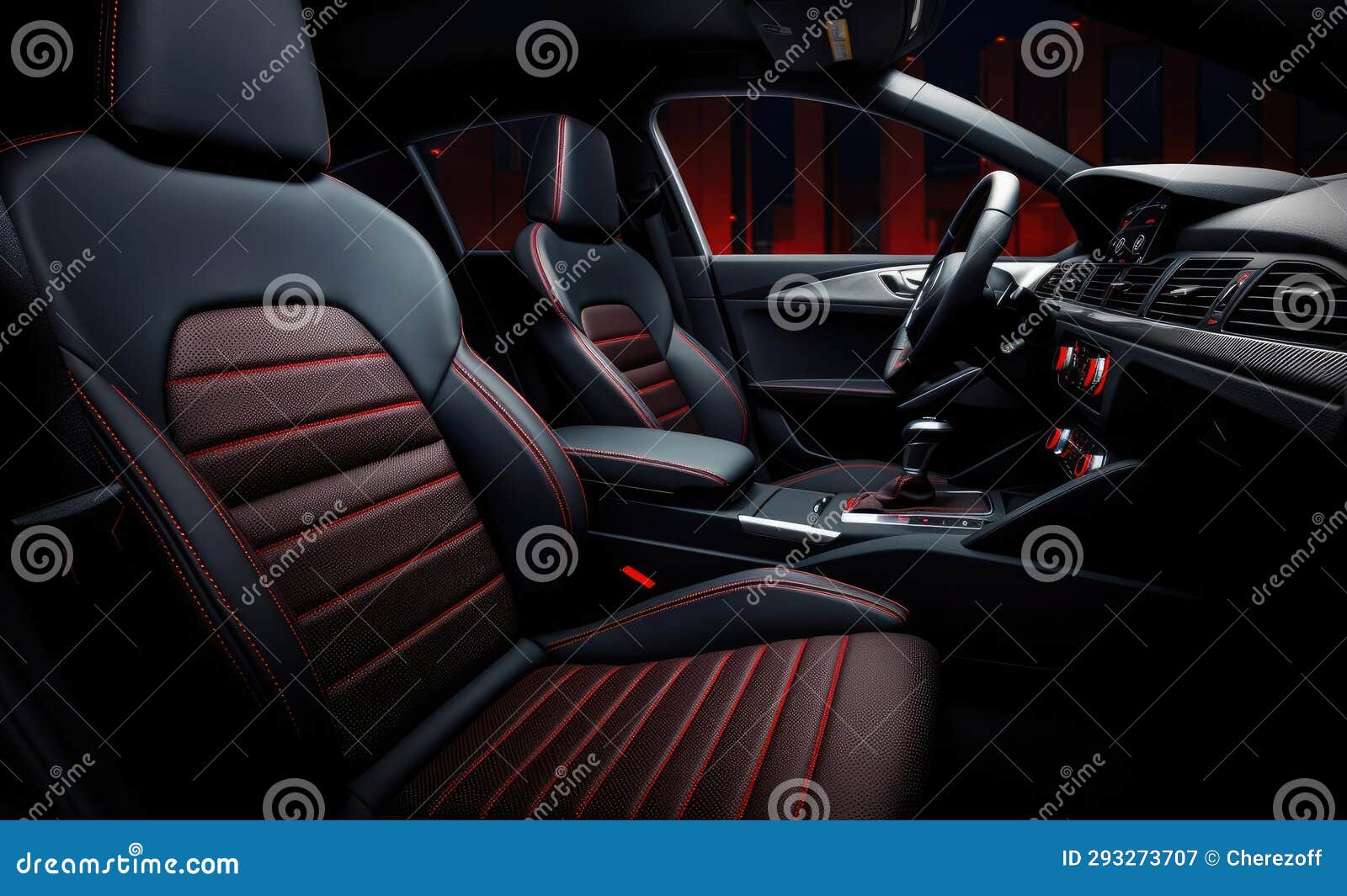 Red and Black Interior of a Car Stock Image Image of dashboard, back
