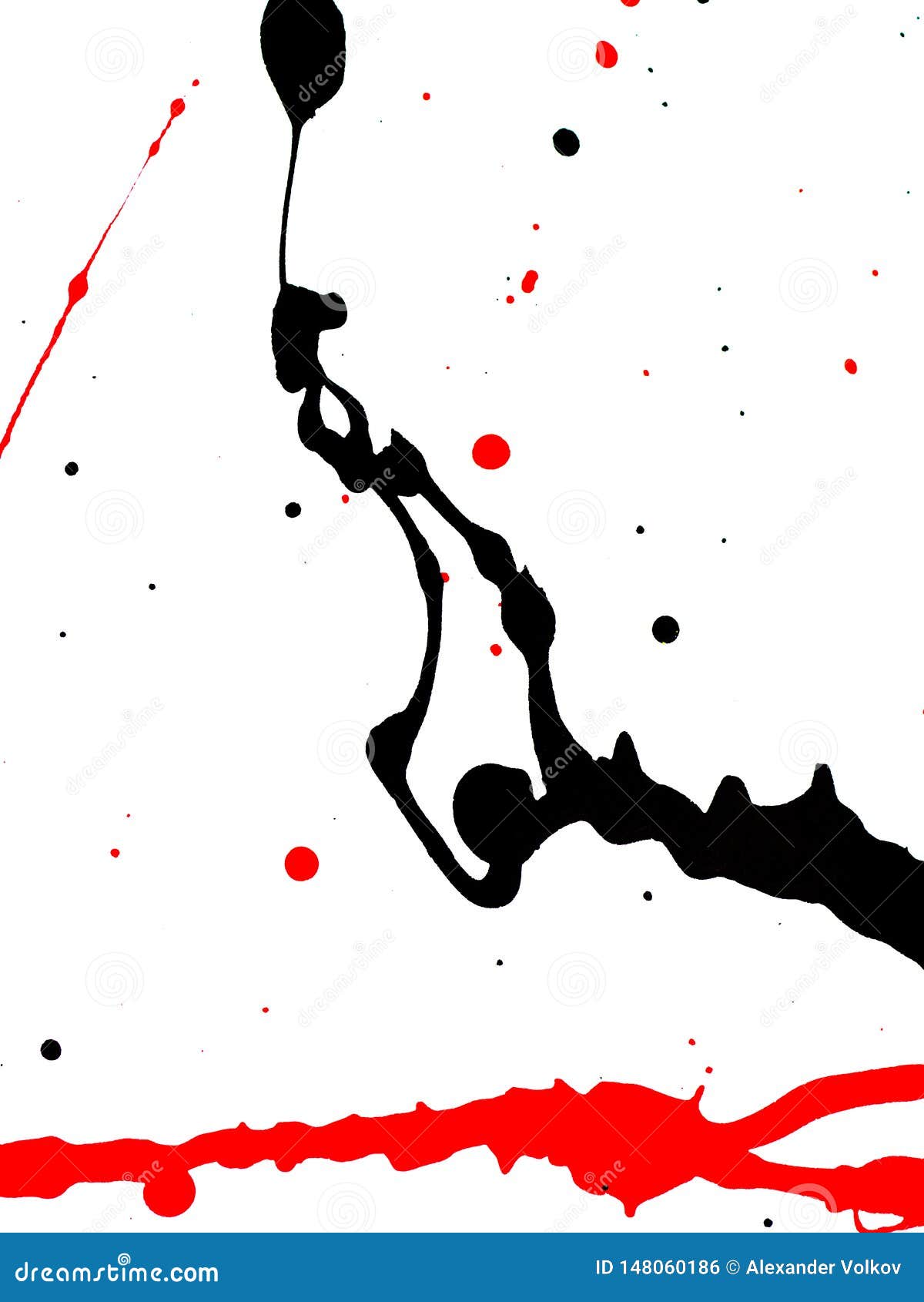 Red And Black Paint Drips On White Background Stock Photo Image of