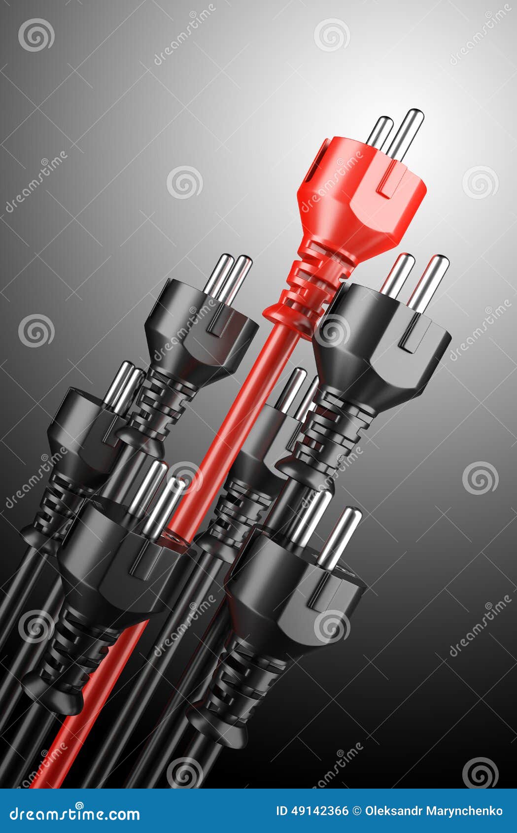 Red and Black Power Plugs Leadership Concept. Stock Photo Image of