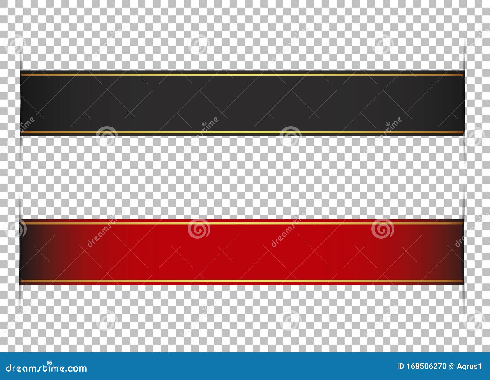 Red and Black Ribbon Banner on Transparent Background Stock Vector