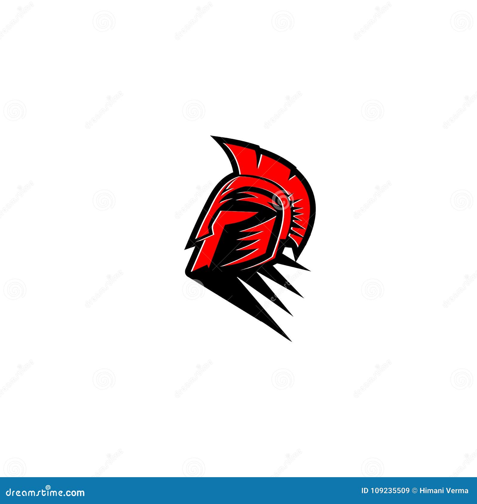 Red And Black Spartan Warrior Helmet Vector Illustration Stock Vector ...