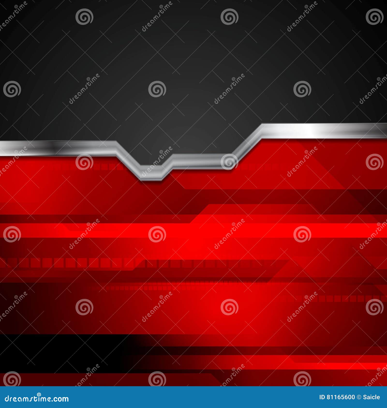 Red and Black Tech Metallic Style Background Stock Vector