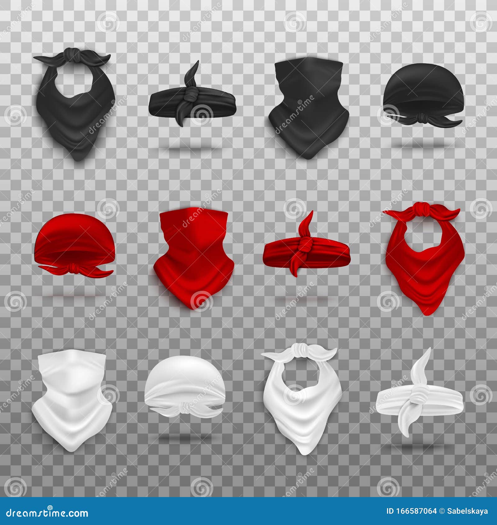 Download Red, Black And White Bandanas Set, Realistic Vector Illustration Mockup Isolated. Stock Vector ...