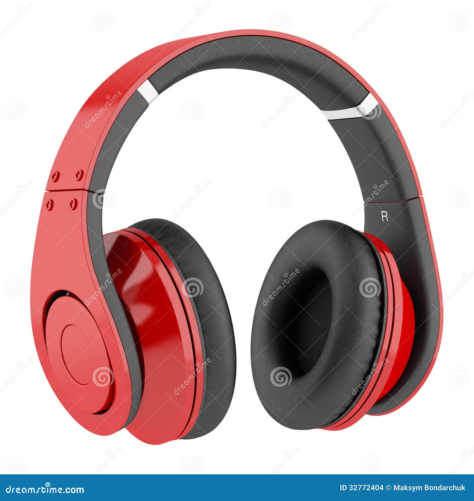 Red and Black Wireless Headphones Isolated on White Stock Illustration