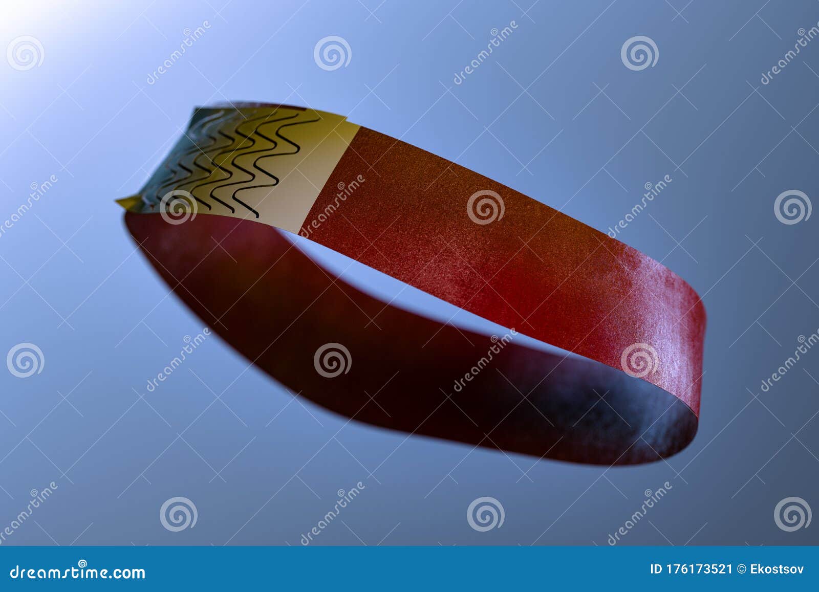 Download Red Blank Paper Wristband Mockup. Event Bracelet. Empty Ticket Template. 3d Rendering. Stock ...