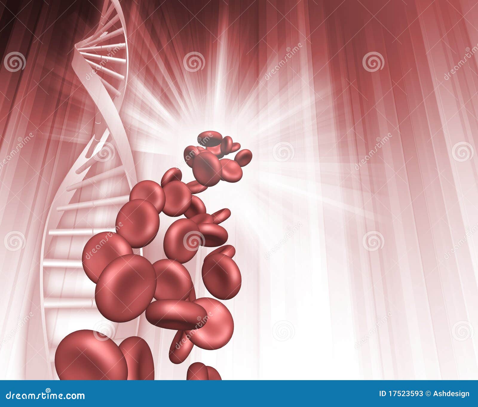red blood cells falling dna helix