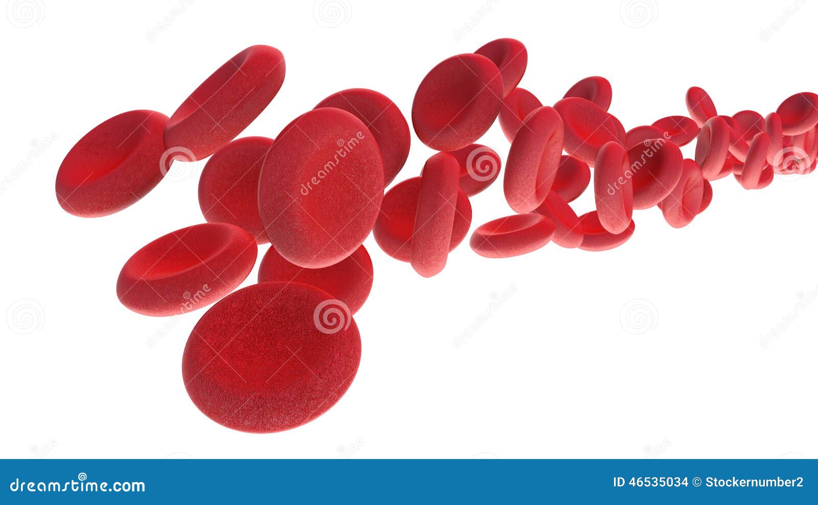 Red Blood Cells Flowing on White Background Stock Illustration