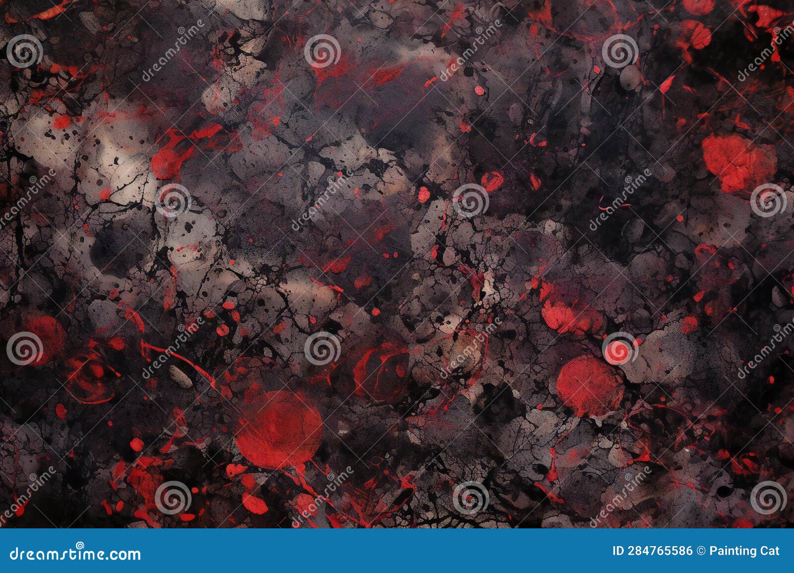 Red Blood Splatter on Black Background, Abstract Background for Design