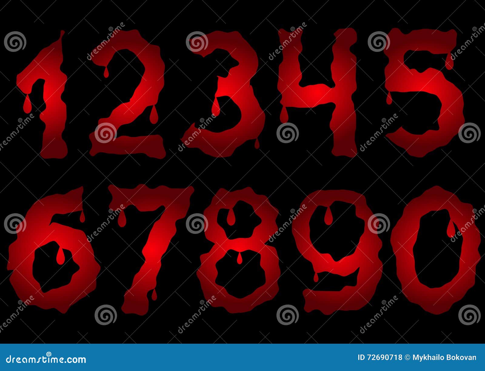 Red bloody numbers stock vector. Illustration of number 72690718