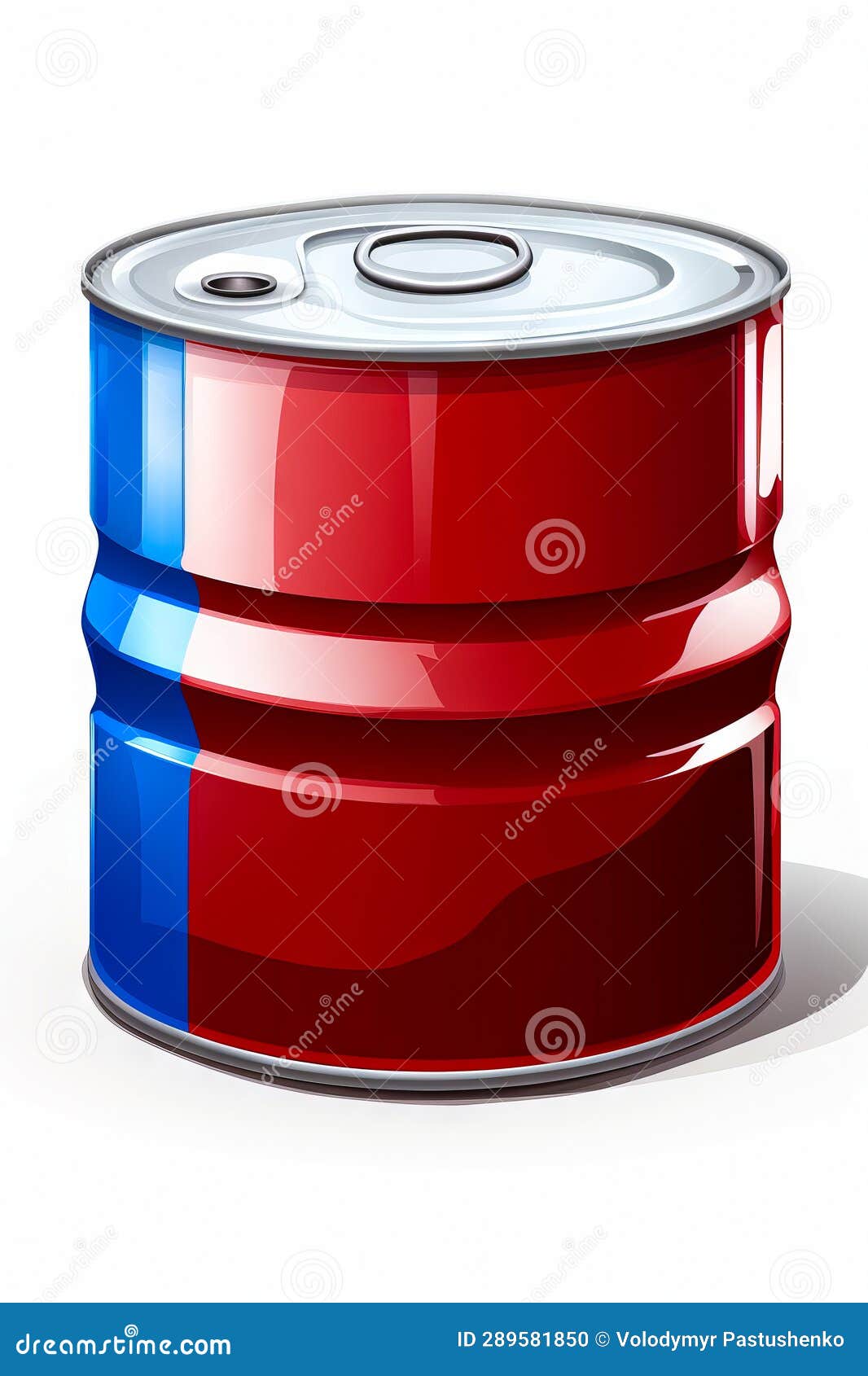Red and Blue Barrel of Oil on White Background. Generative AI Stock