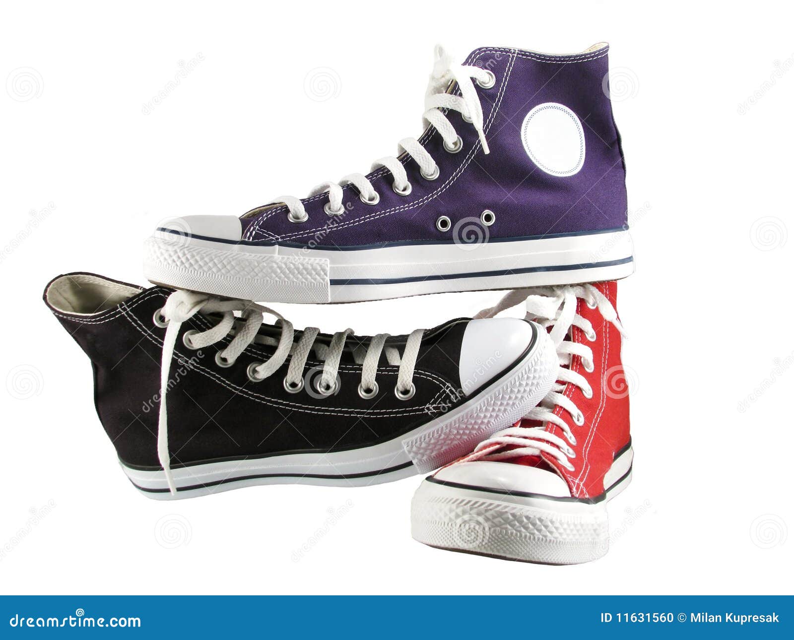 Red,blue and Black Classic Sneakers Stock Photo - Image of close, retro ...