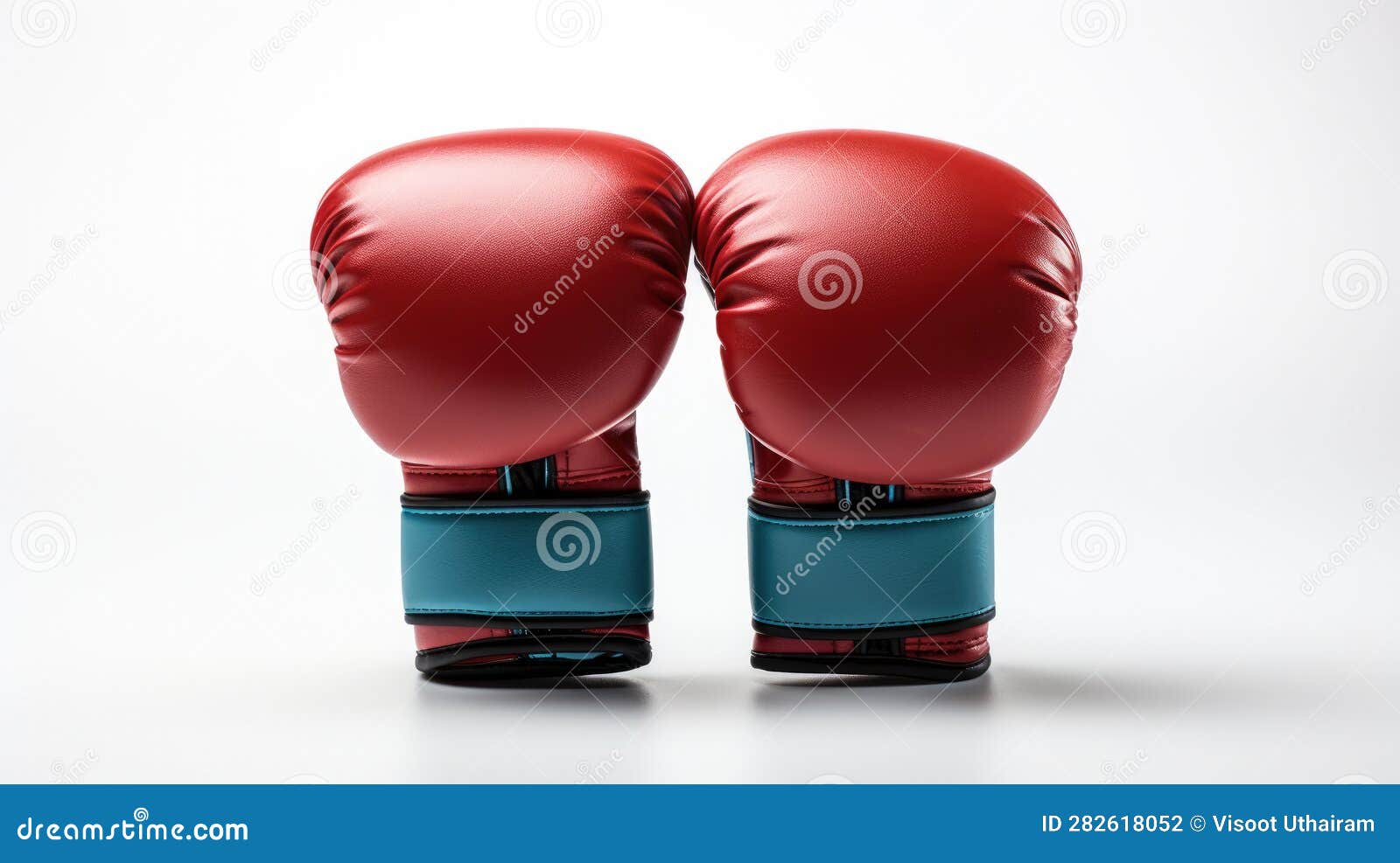 Red and Blue Boxing Gloves Isolated on White Background Stock
