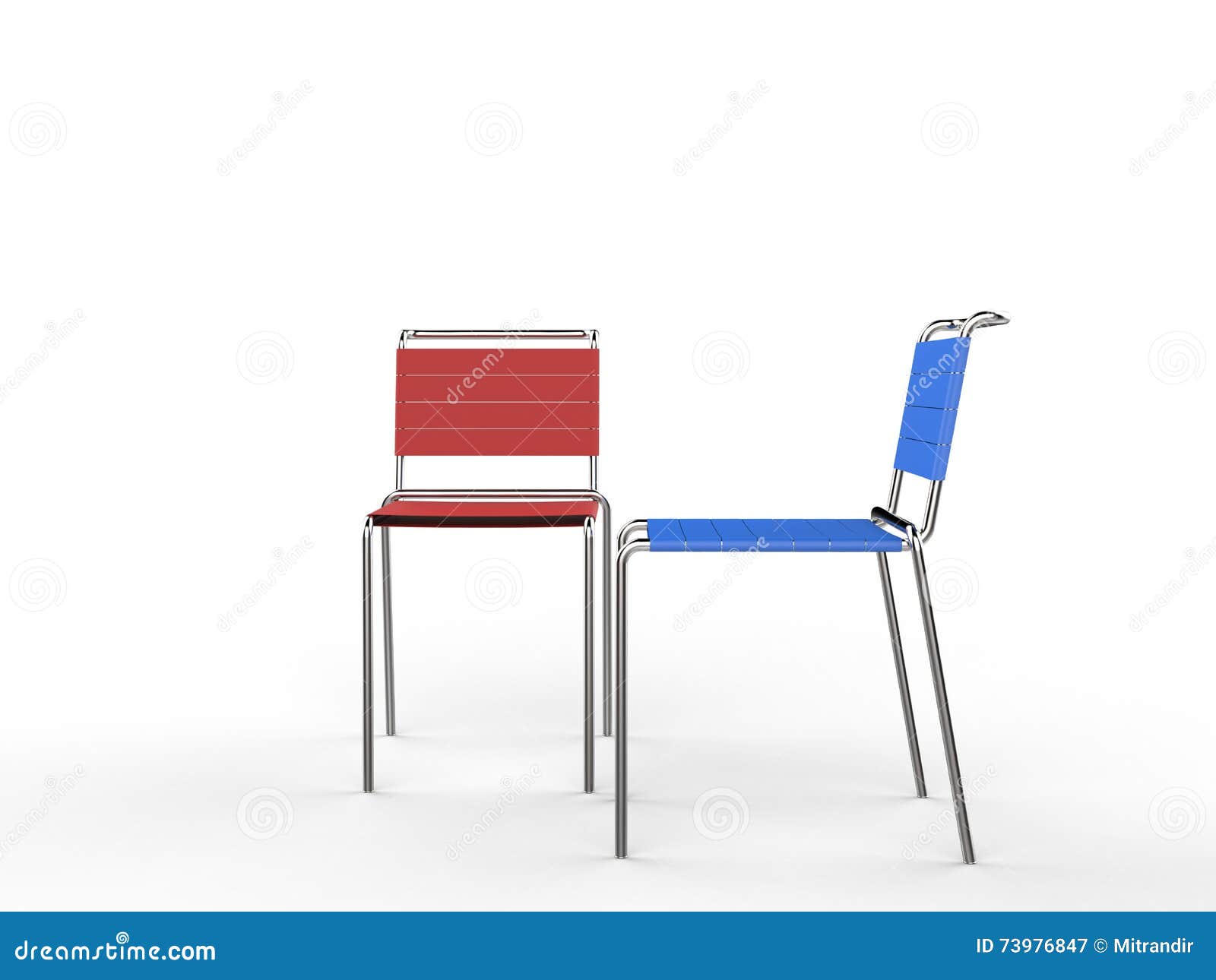 Red and Blue Chairs Side by Side Stock Illustration Illustration of