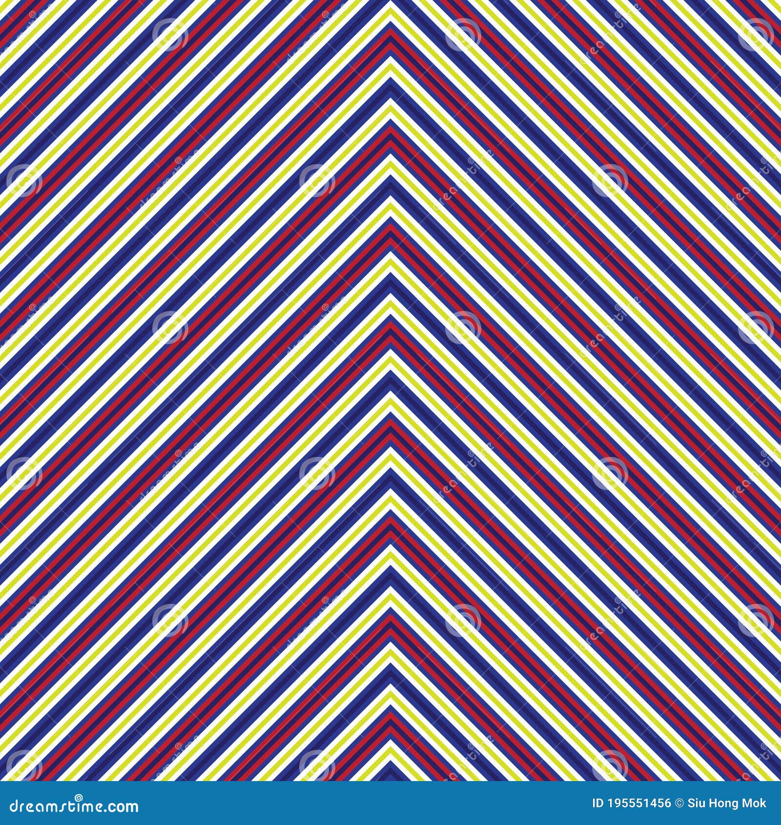 Red and Blue Chevron Diagonal Stripes Seamless Pattern Background Stock