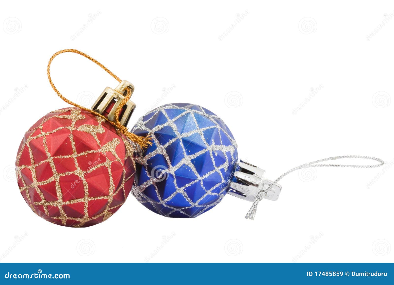 Red and Blue Christmas Toys Stock Image - Image of silver, isolated ...