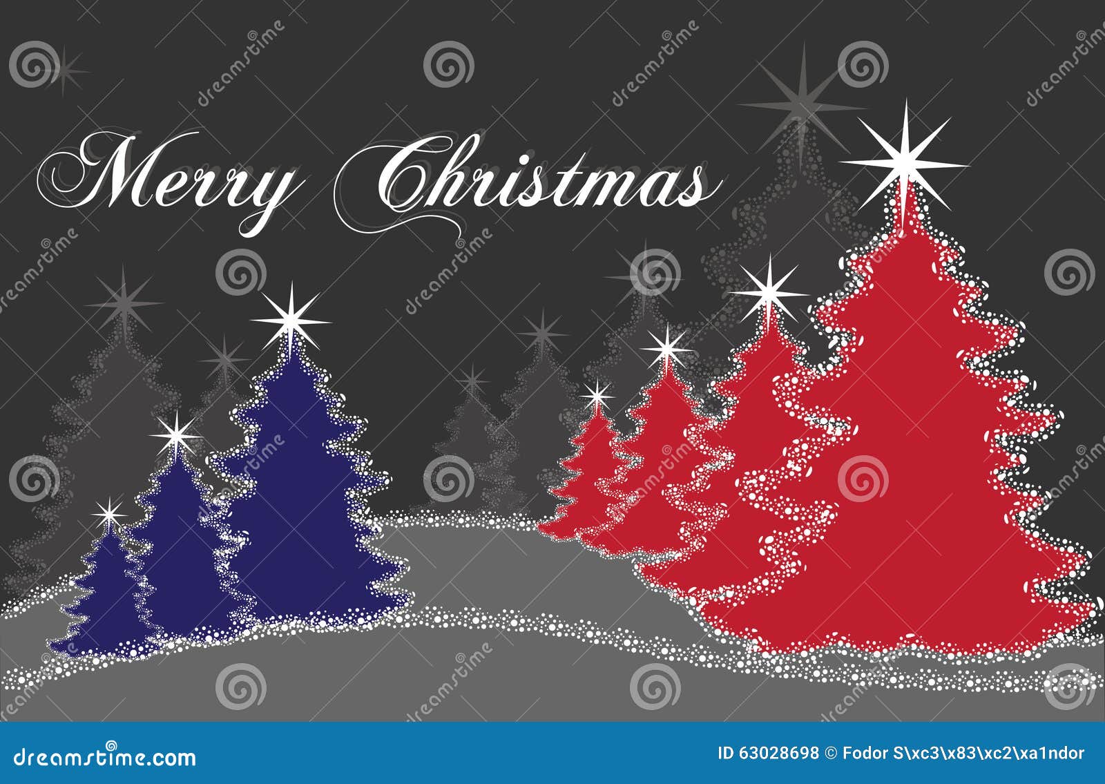 Red and Blue Christmas Trees Stock Vector Illustration of snow, flat