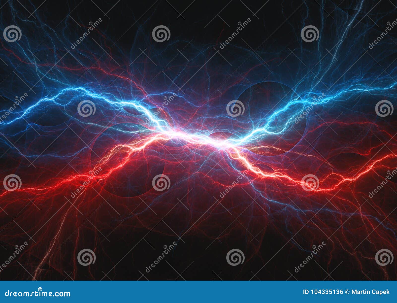 Red and Blue Electrical Lightning Stock Illustration