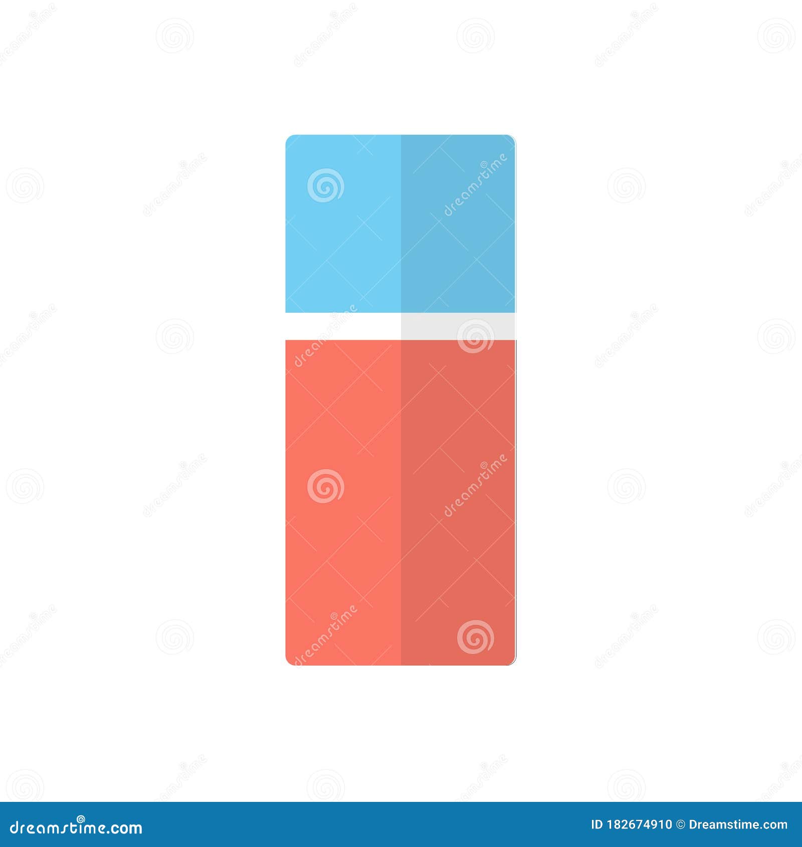 Red and Blue Eraser on White Background Stock Illustration