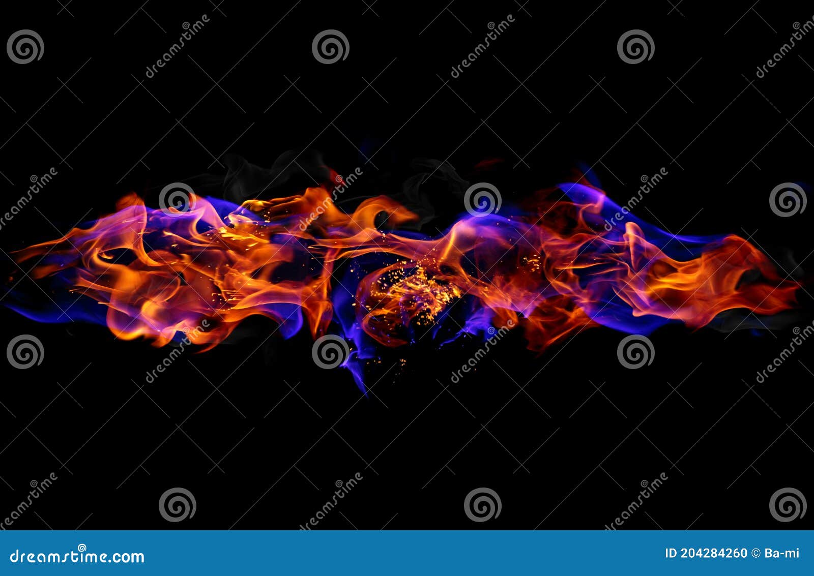 Red and Blue Fire Flames on Black Background Stock Photo - Image of fuel,  energy: 204284260