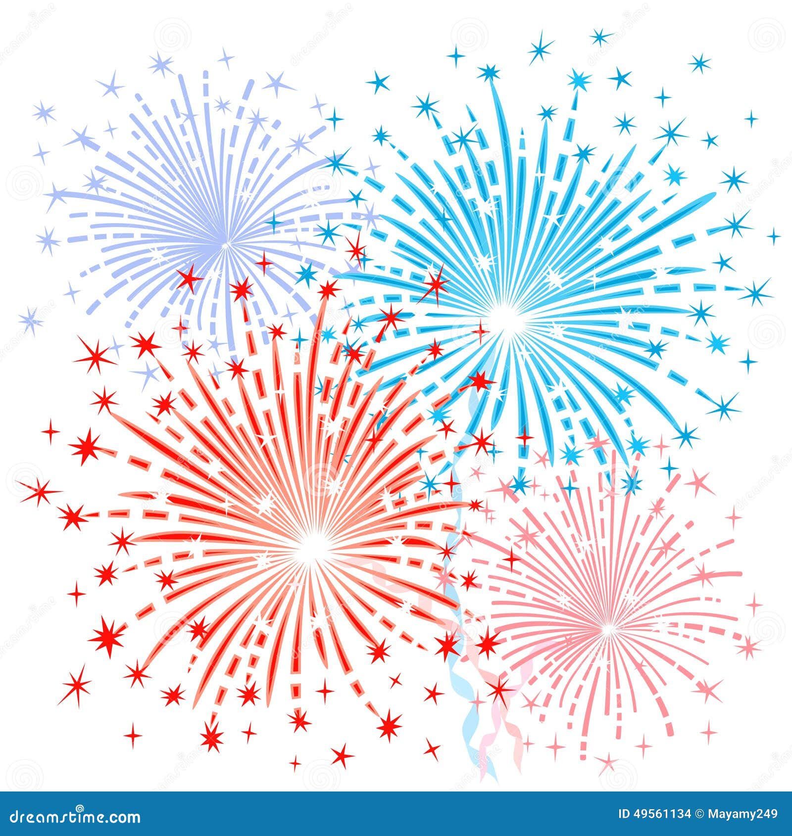 Red blue fireworks stock vector. Illustration of ...