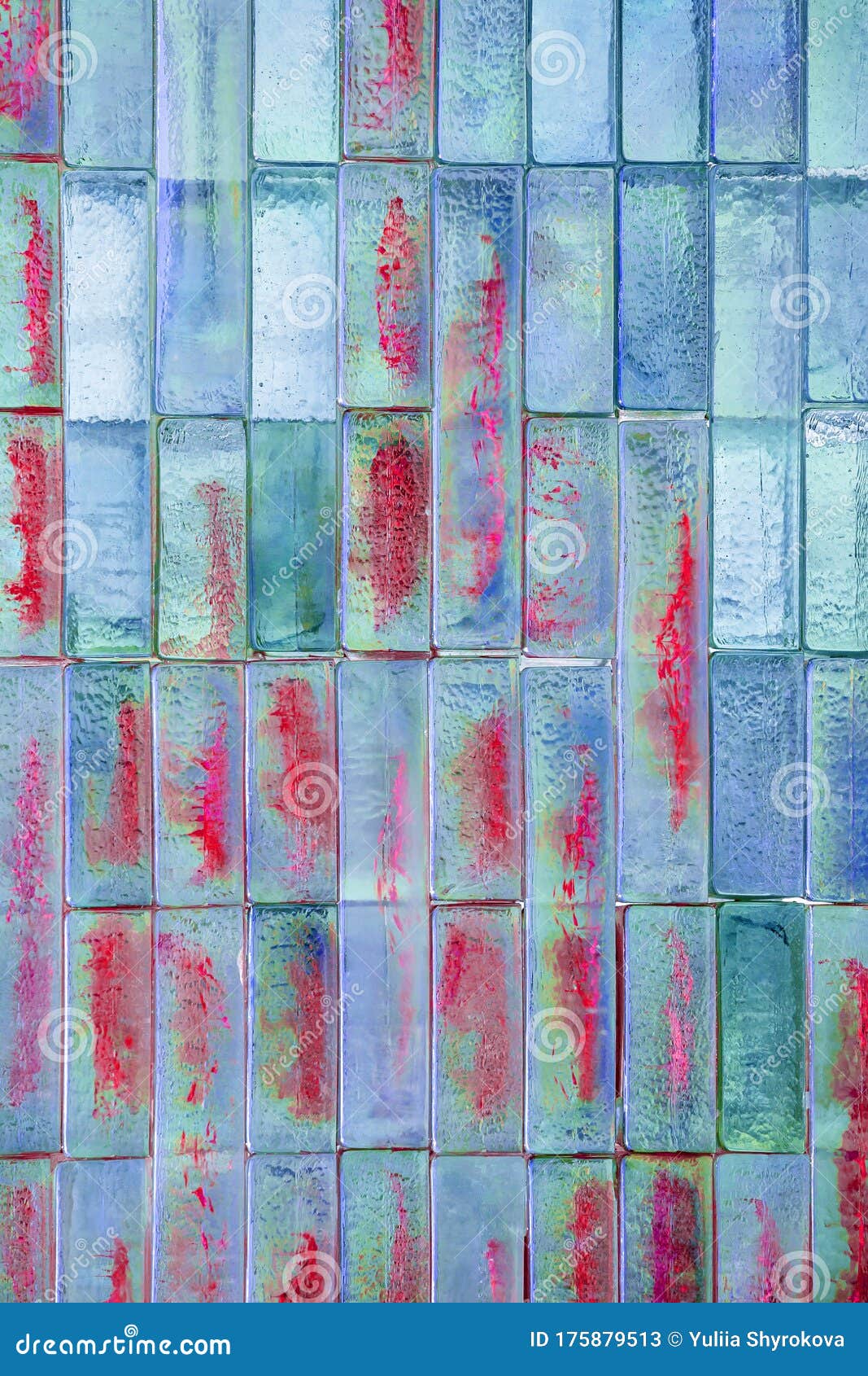 Red and Blue Glass Blocks Wall. Stock Image Image of exterior, glassy