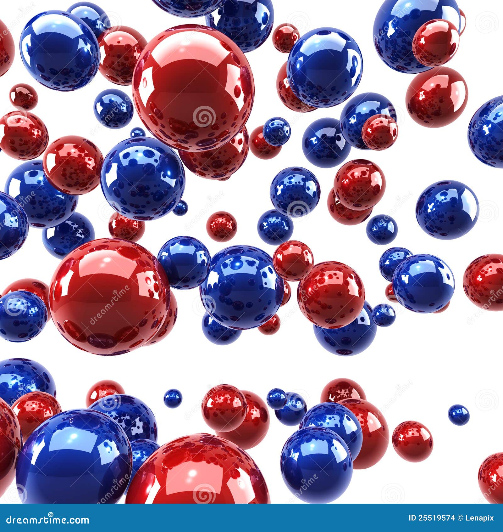 Red and Blue Glossy Spheres Stock Illustration Illustration of
