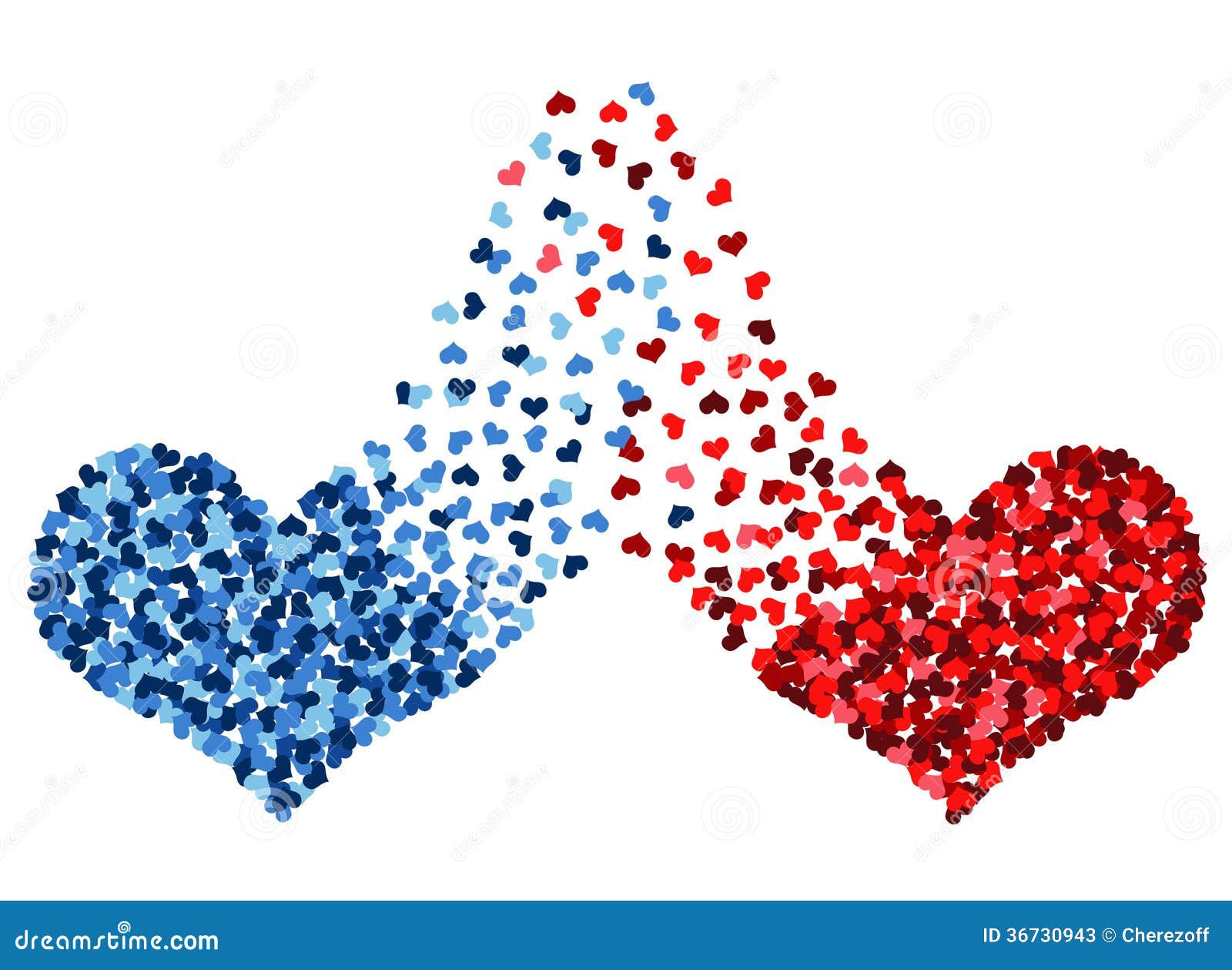 Red and Blue Heart Connected Stock Illustration Illustration of decor