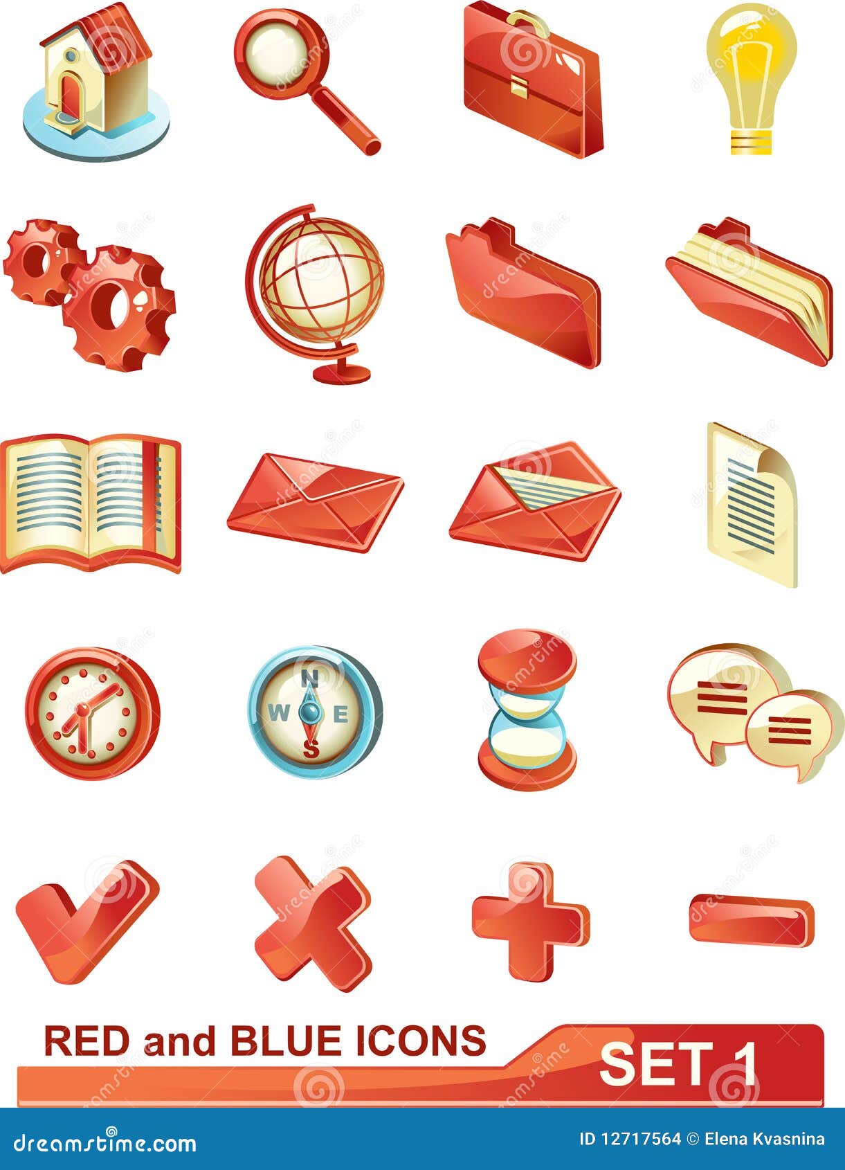 Red and blue icons set 1 stock vector. Illustration of design 12717564