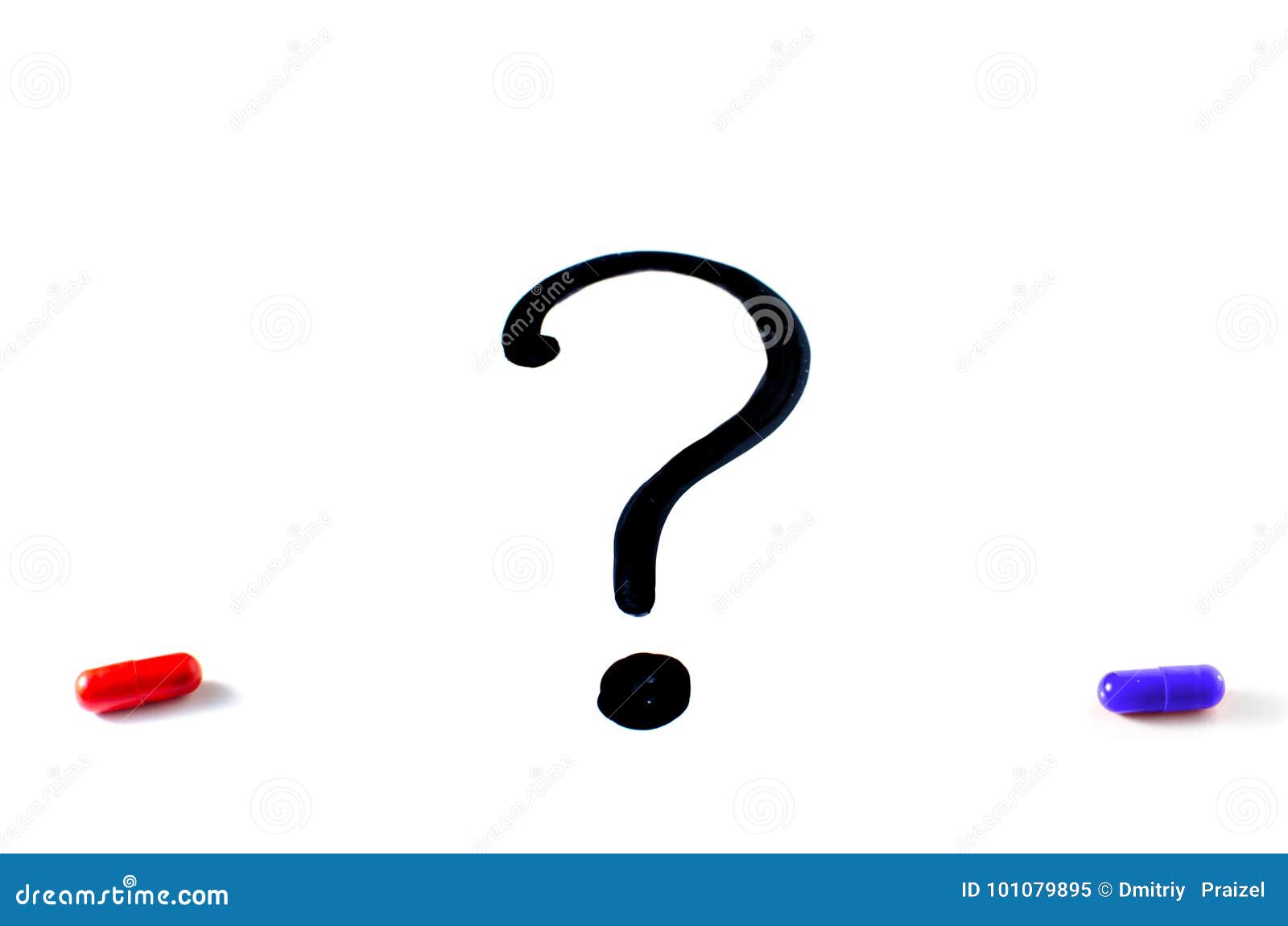 Red And Blue Pill And A Question Mark Stock Image Image Of Concept Pill