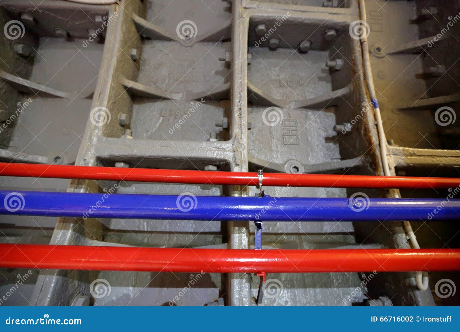 Red and blue pipes stock photo. Image of blue, pipe, leak 66716002