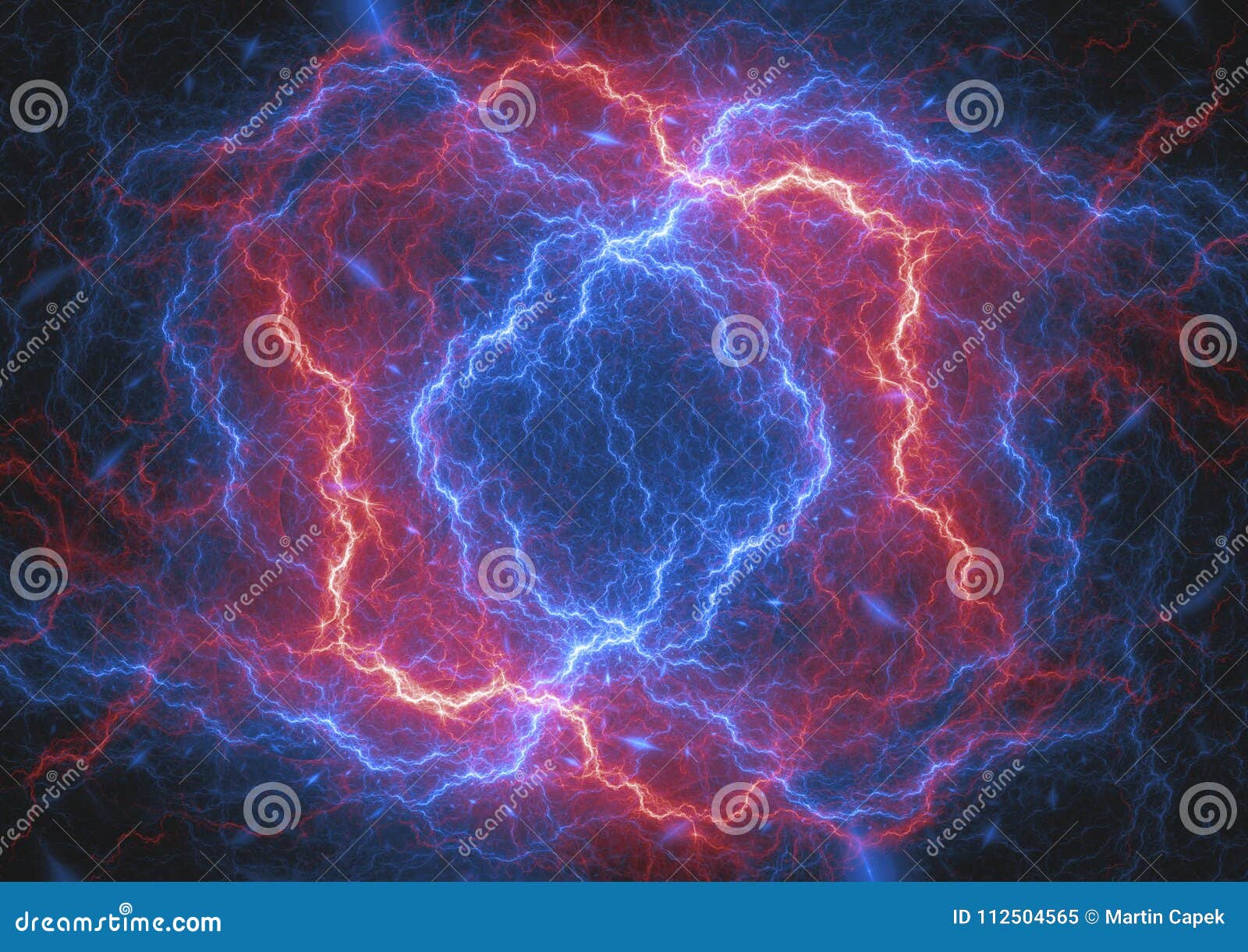 red and blue plasma ball