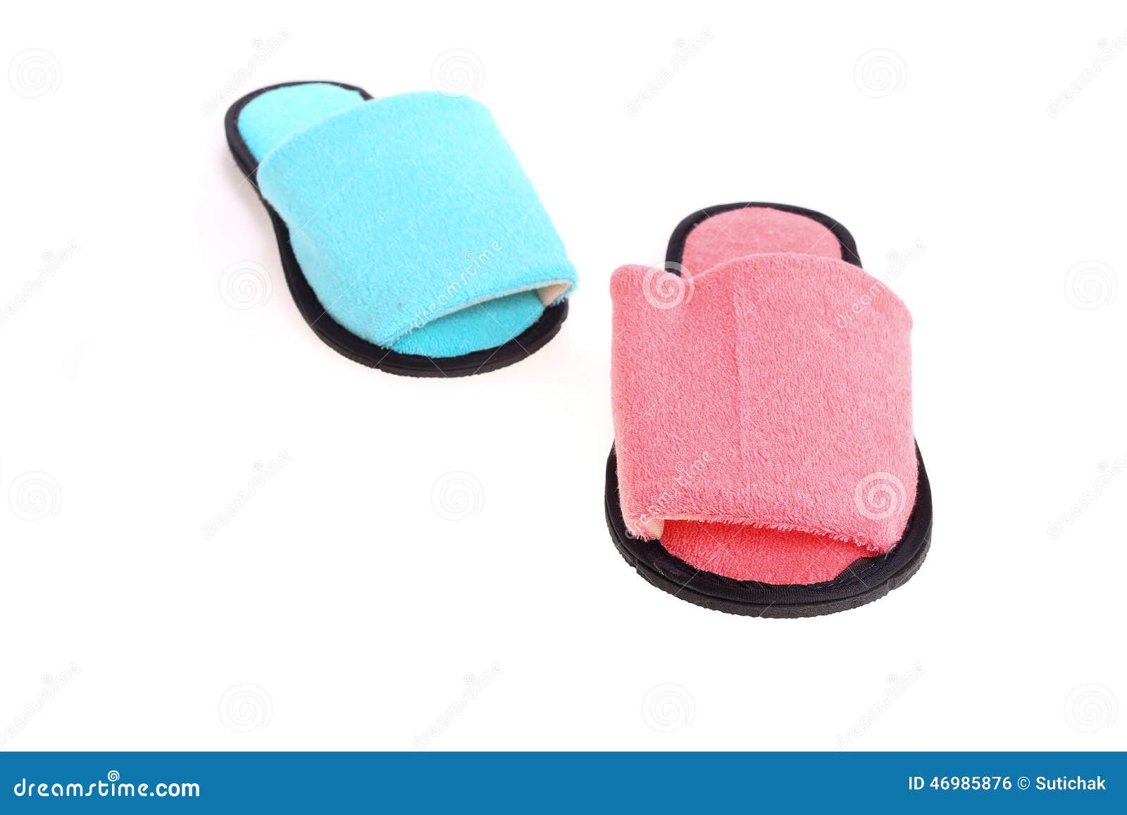 Red and Blue Slippers Footwear Isolated Stock Photo - Image of softness ...