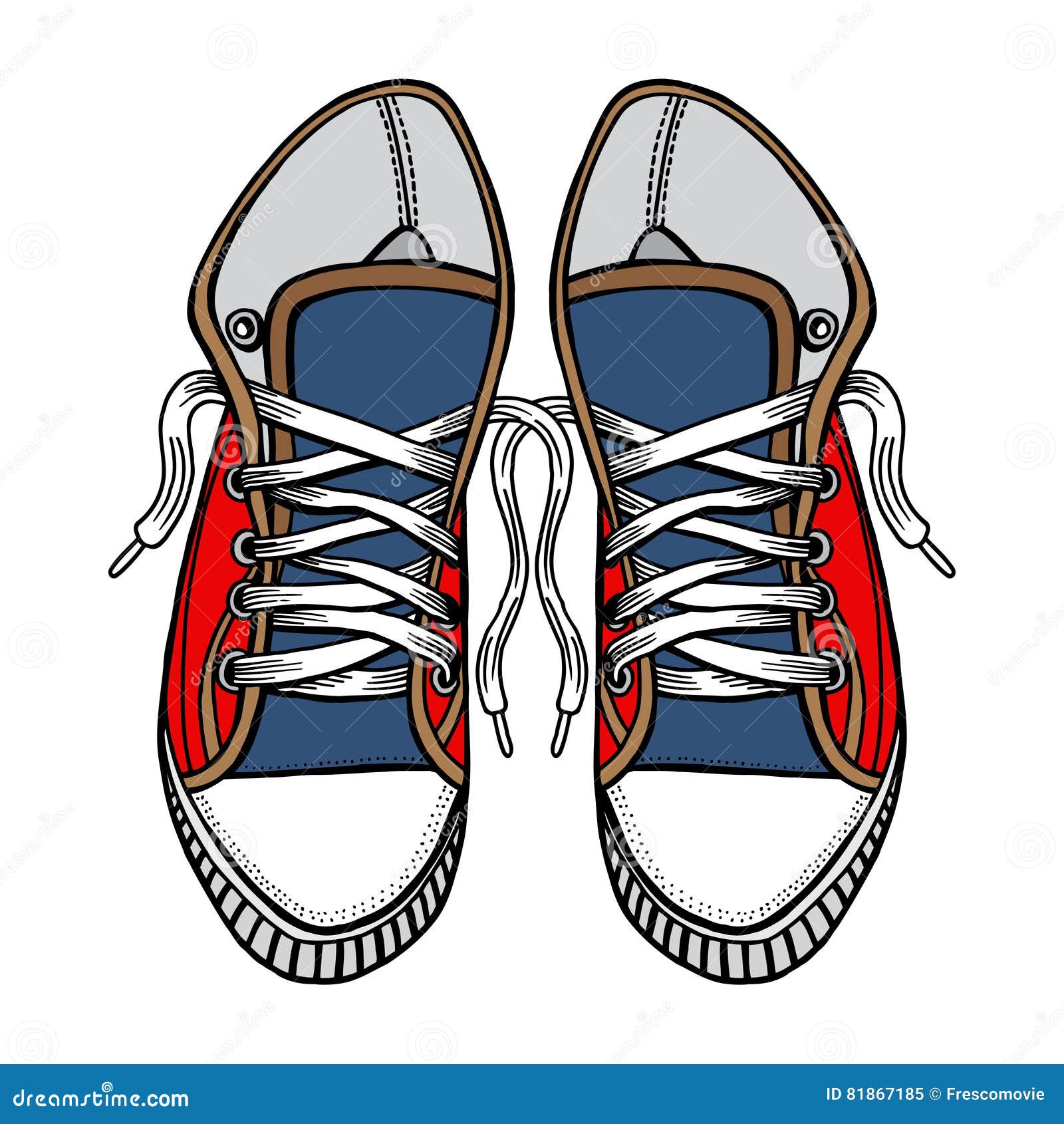 Red And Blue Sports Sneakers Editorial Image - Illustration of sketch ...