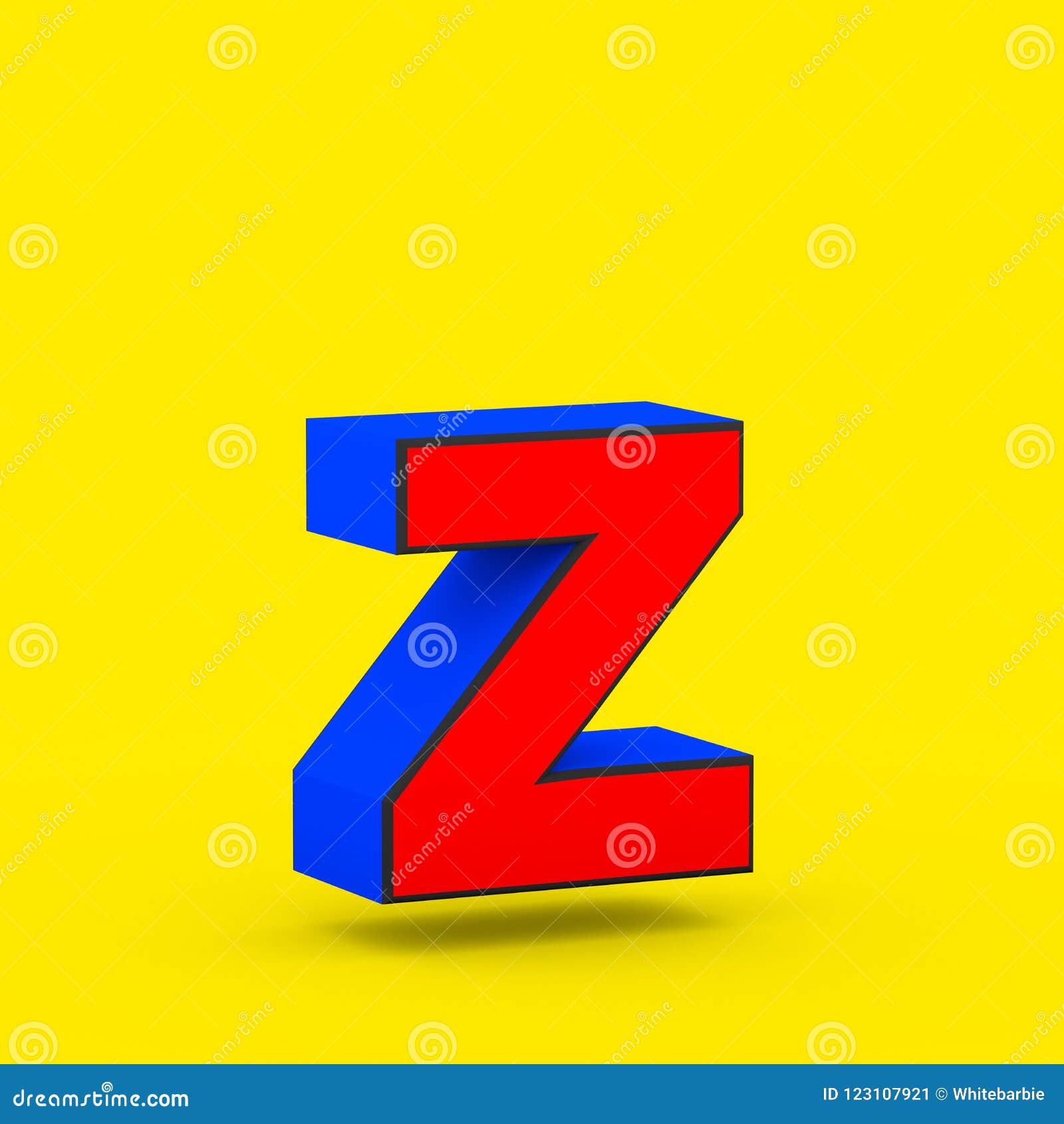 Red and Blue Superhero Letter Z Lowercase Isolated on Yellow Background ...