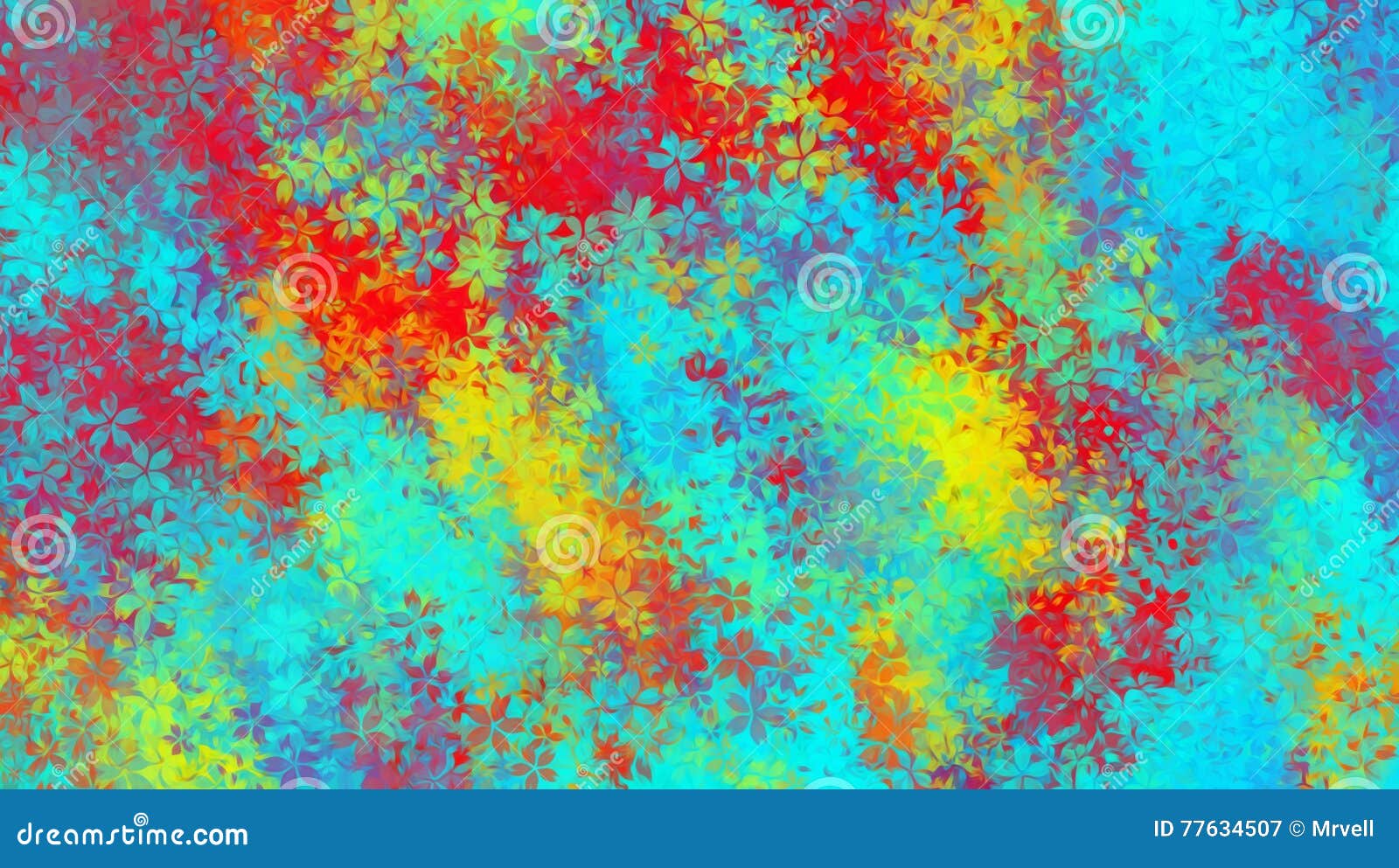 Red Blue and Yellow Flowers Abstract Stock Illustration Illustration