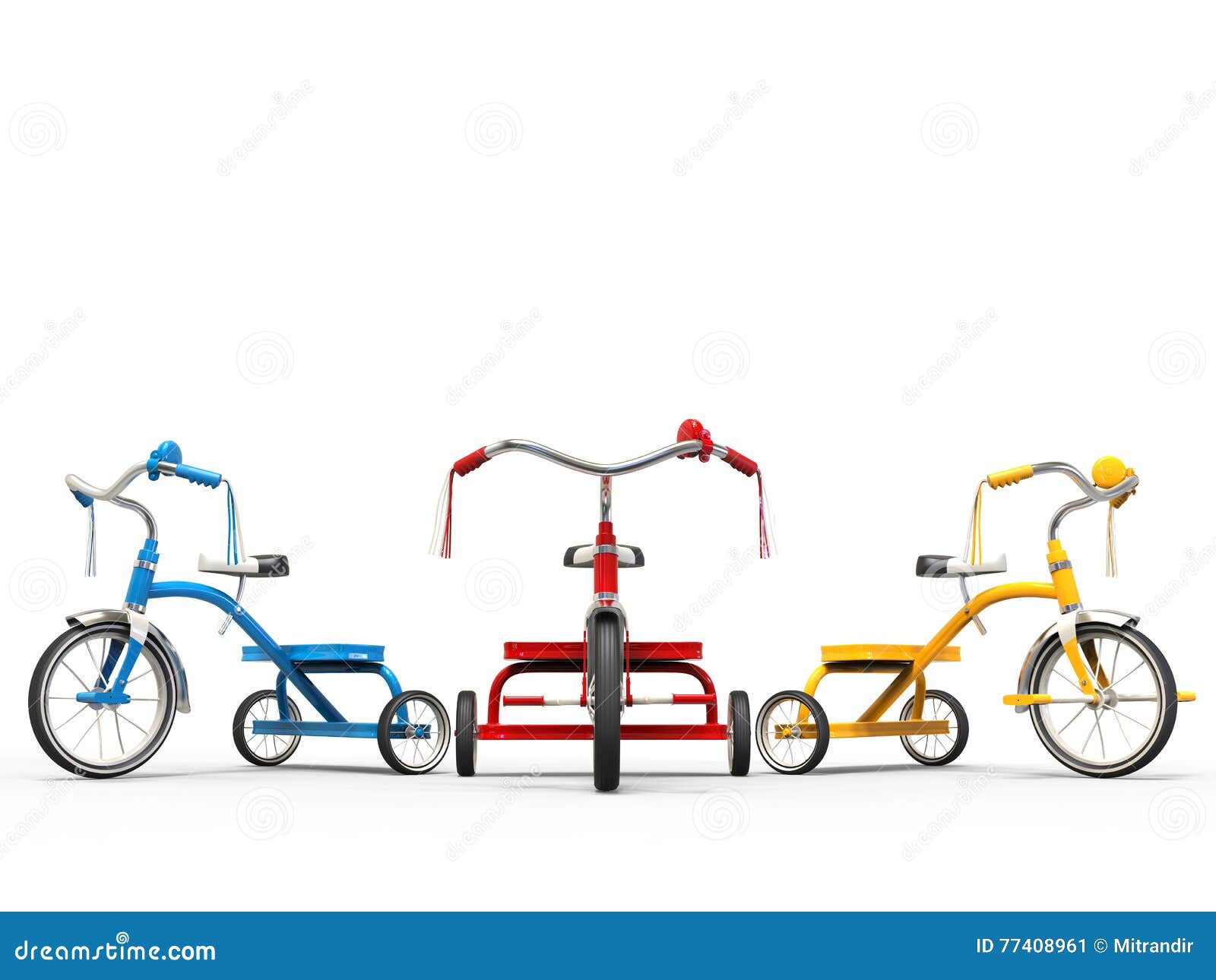 Red, Blue and Yellow Tricycles Stock Illustration Illustration of