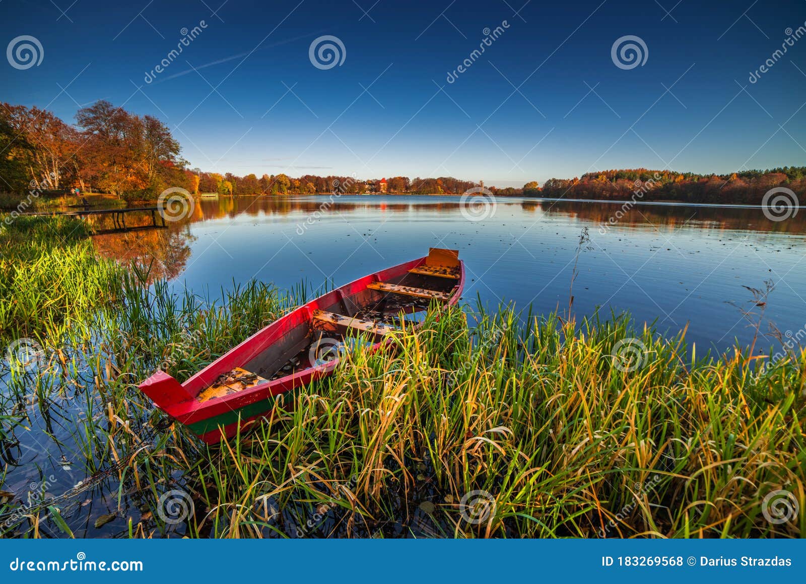 Fall Reflections Trees Canoe Boat Beautiful
