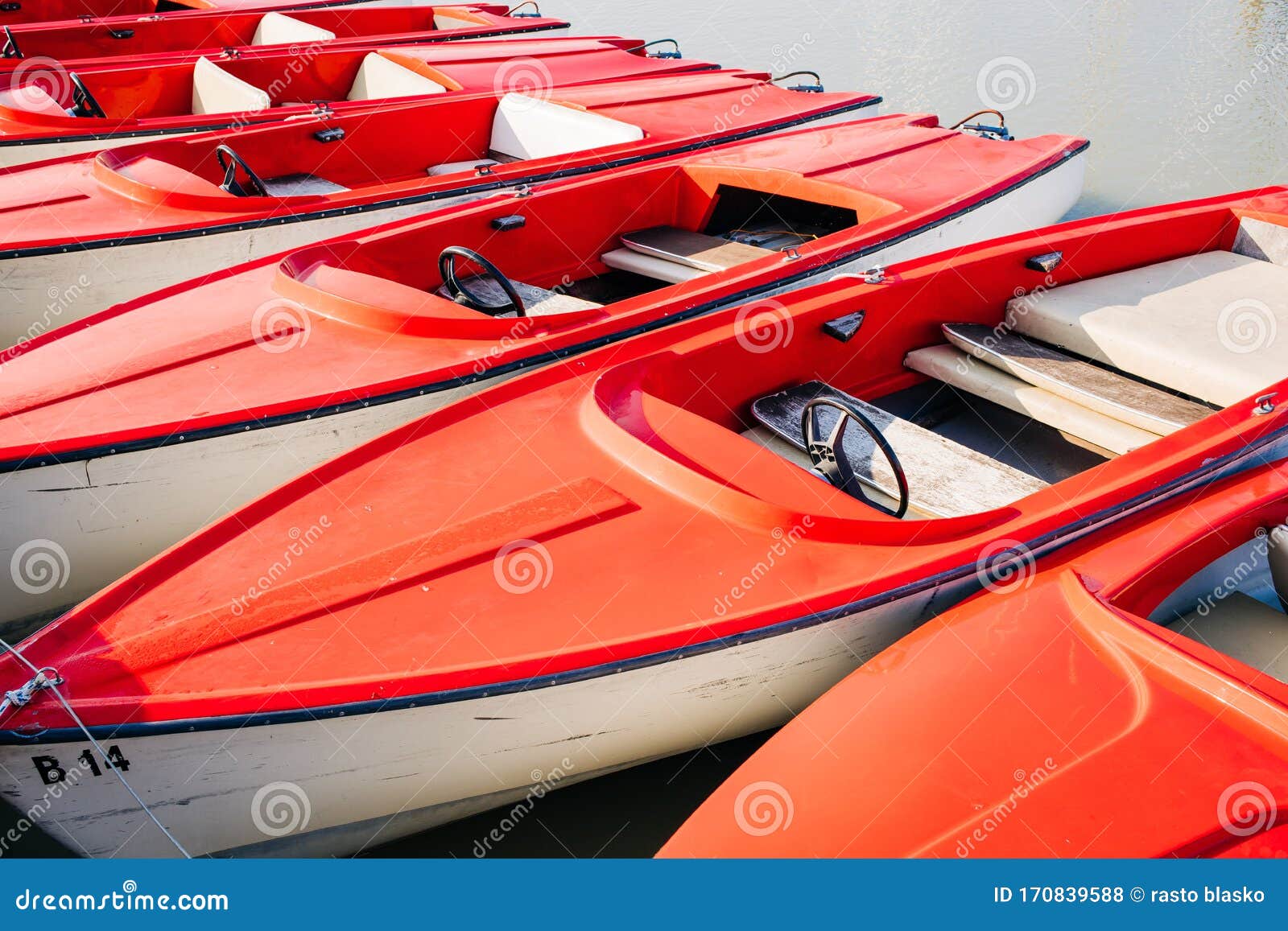 Red Boat with Steering Wheel for Hire Stock Photo Image of holiday