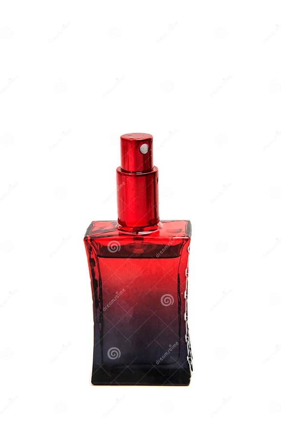 Red Bottle with Perfume Isolated Stock Image Image of black, scent